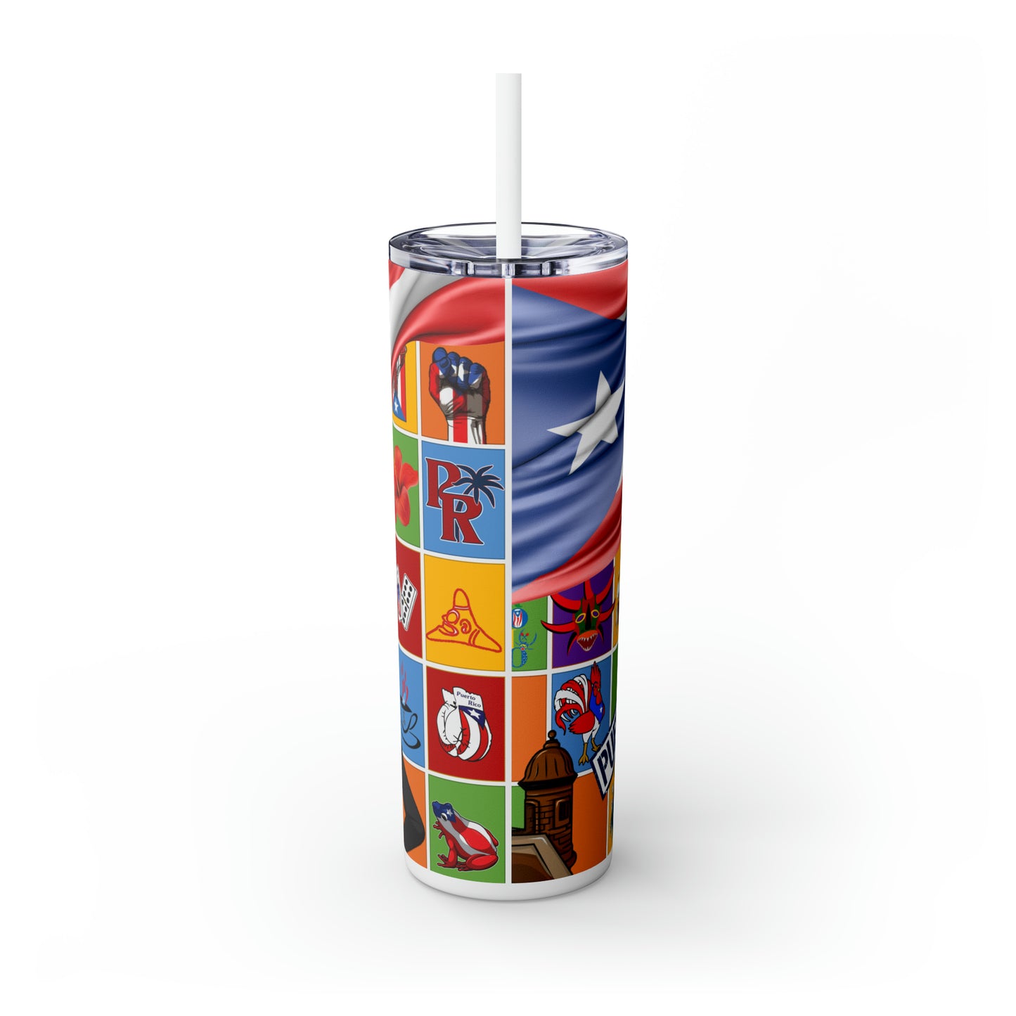 Skinny Tumbler with Straw, 20oz - Puerto Rico