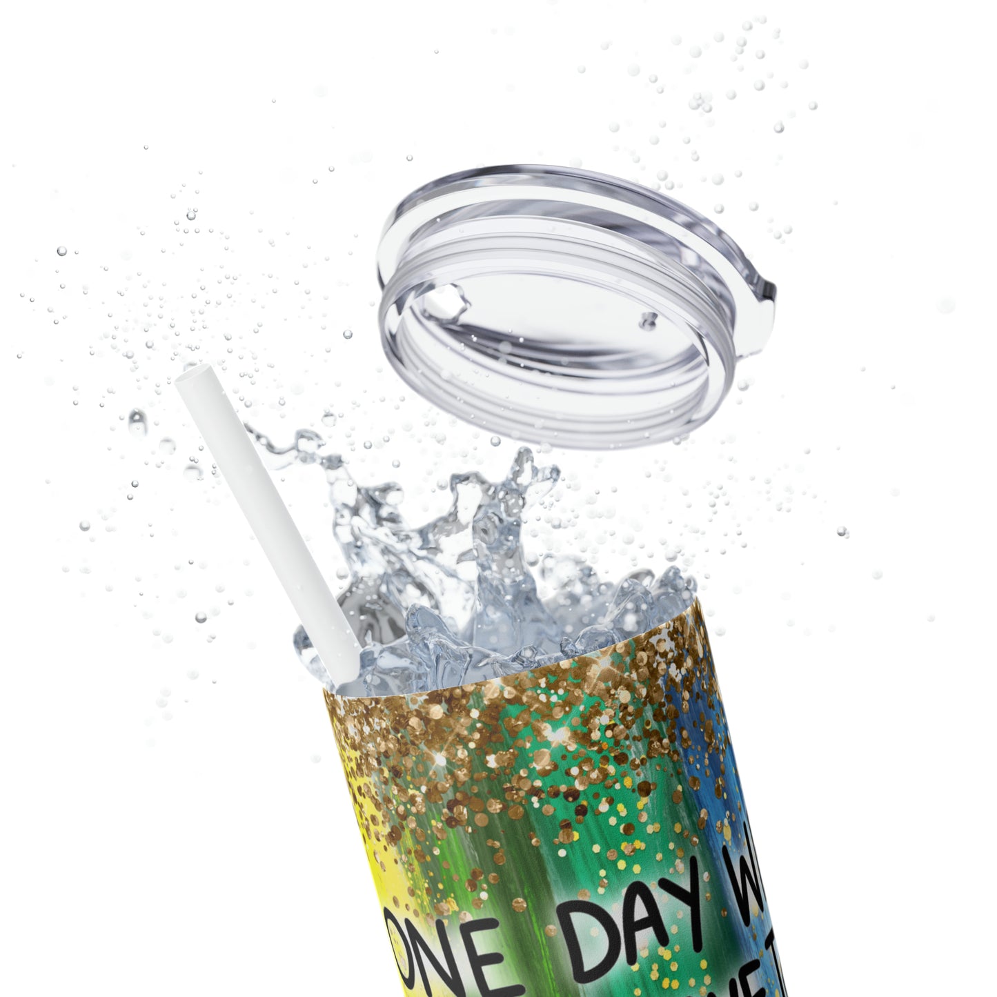Skinny Tumbler with Straw, 20oz - PRIDE
