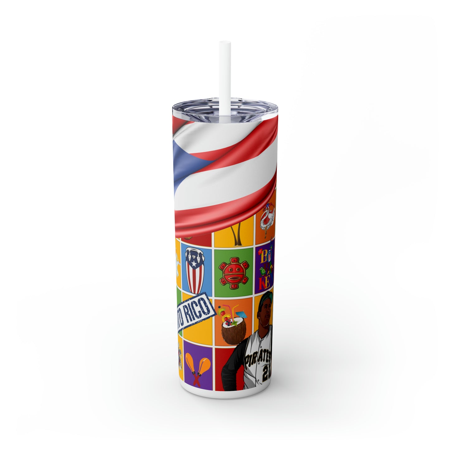 Skinny Tumbler with Straw, 20oz - Puerto Rico