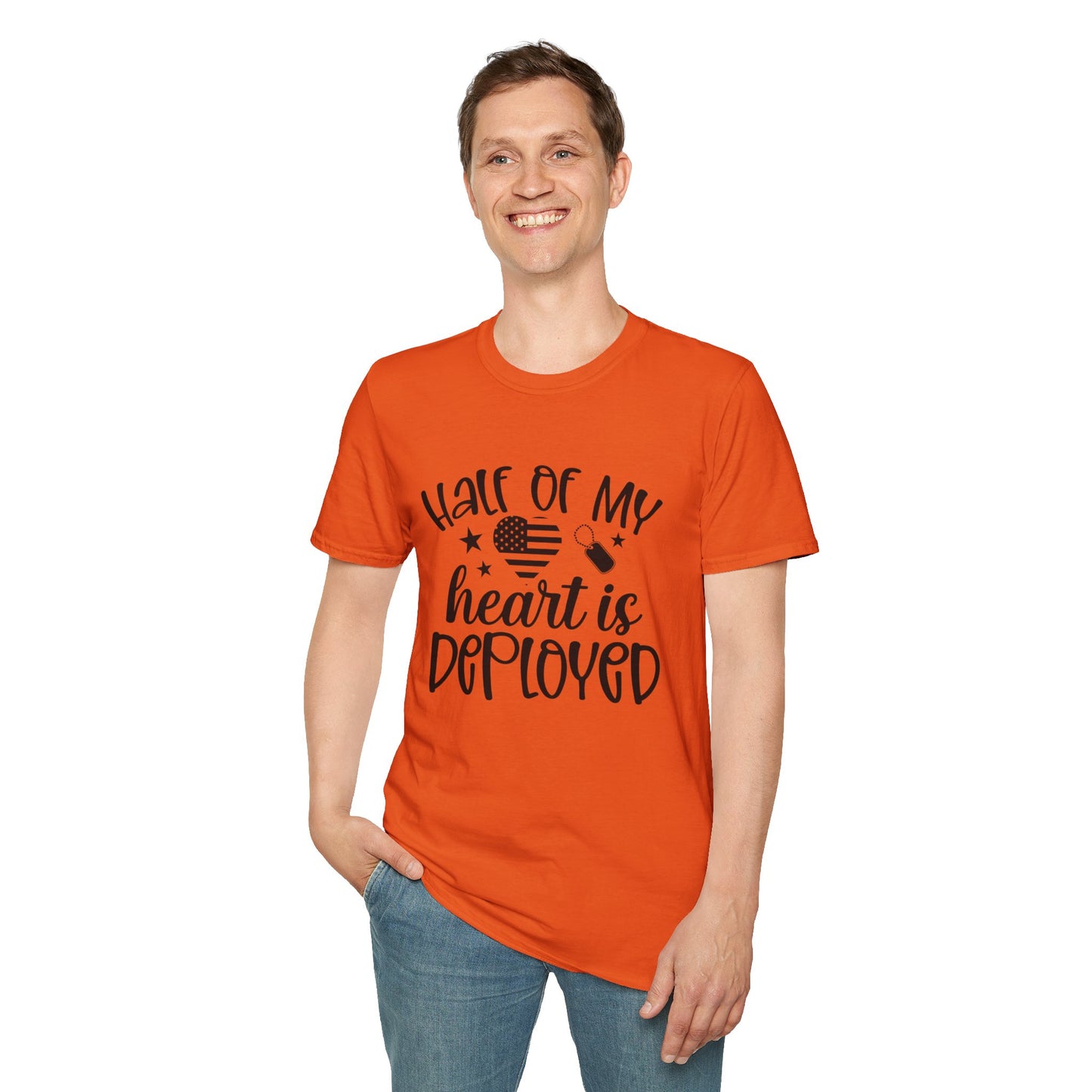 Unisex Softstyle T-Shirt - half of my heart is deployed