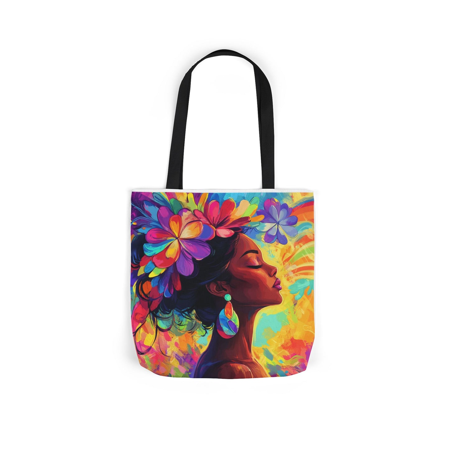 Colorful Floral Canvas Tote Bag - Vibrant Boho Design for Everyday Use