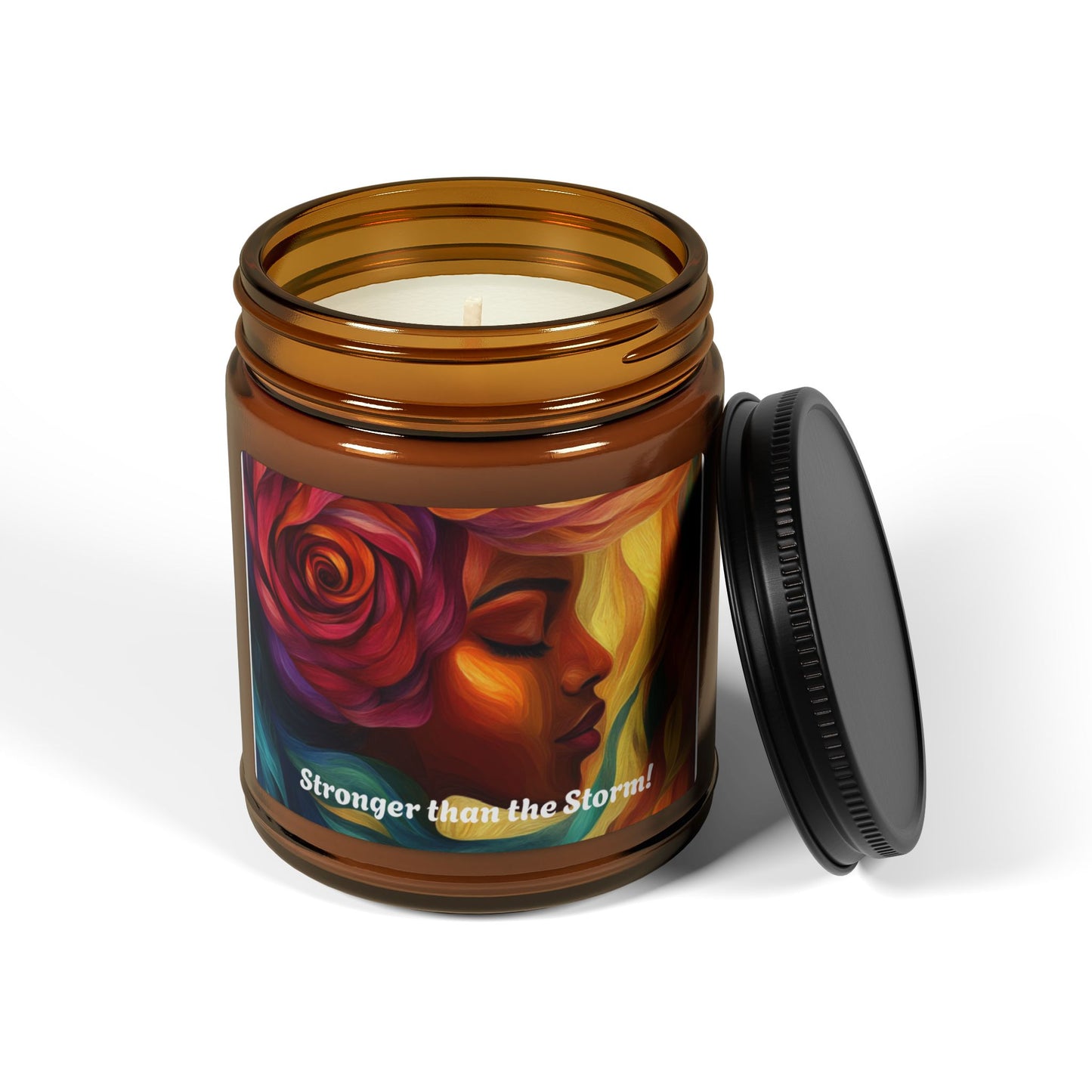 Scented Soy Candle (Multi-Size, Amber Jar) - Stronger than the Storm