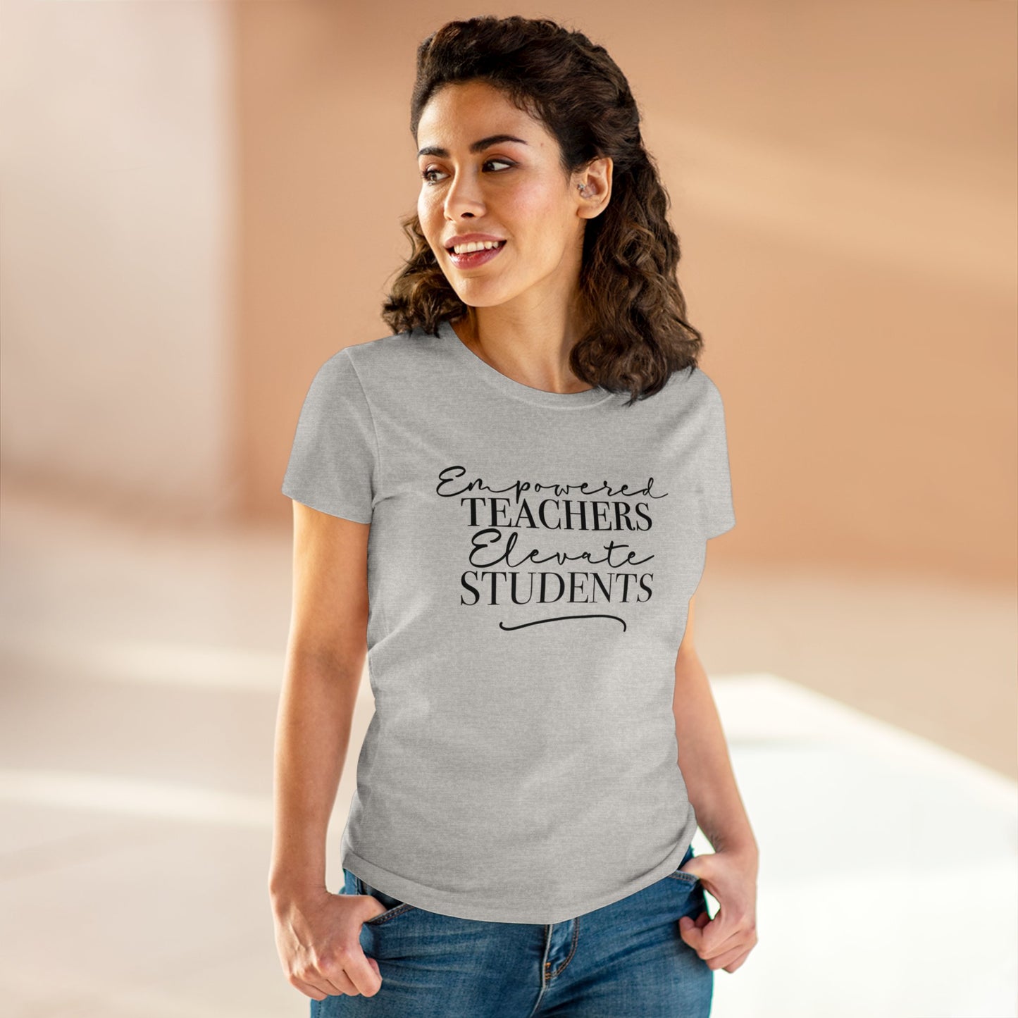 Women's Midweight Cotton Tee - Empowered Teachers Elevate Students