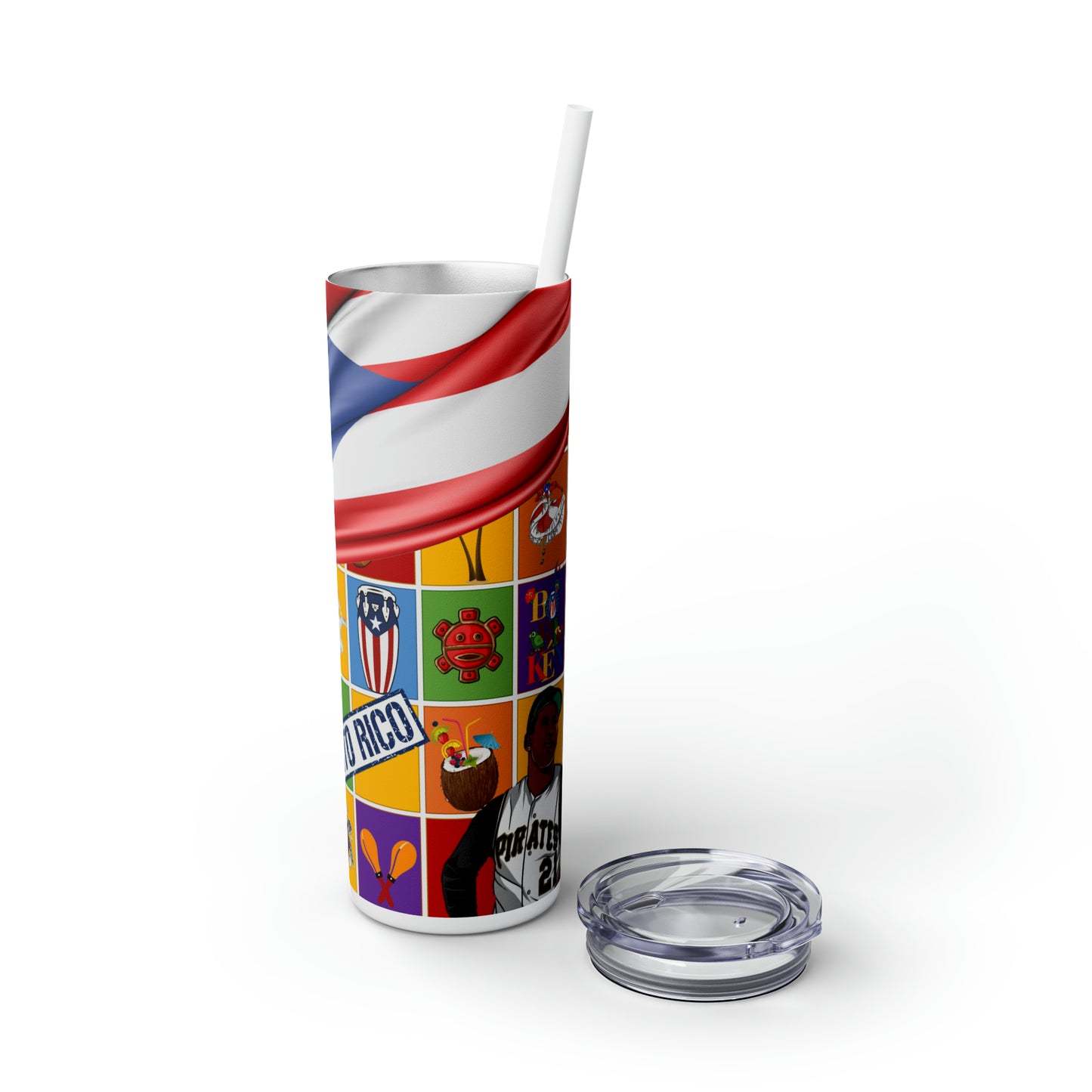 Skinny Tumbler with Straw, 20oz - Puerto Rico
