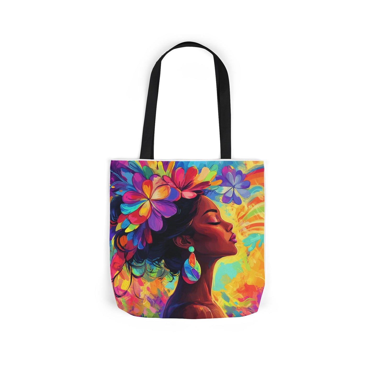 Colorful Floral Canvas Tote Bag - Vibrant Boho Design for Everyday Use