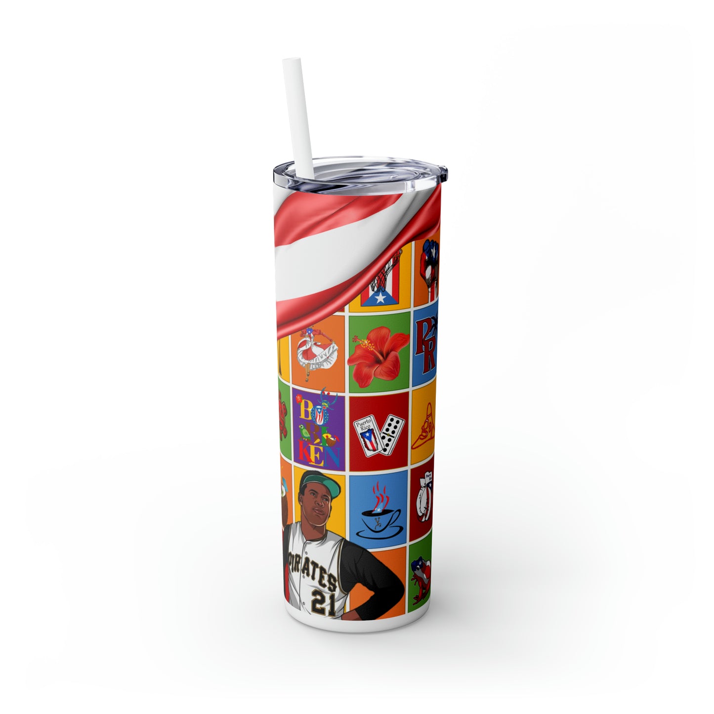 Skinny Tumbler with Straw, 20oz - Puerto Rico