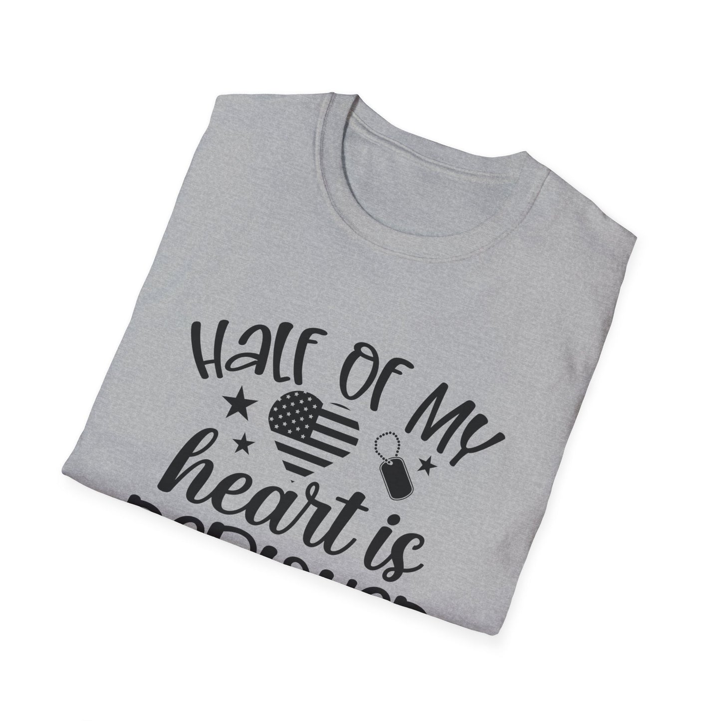 Unisex Softstyle T-Shirt - half of my heart is deployed