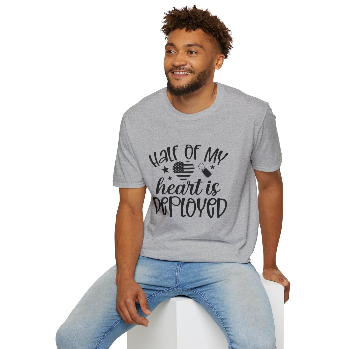 Unisex Softstyle T-Shirt - half of my heart is deployed