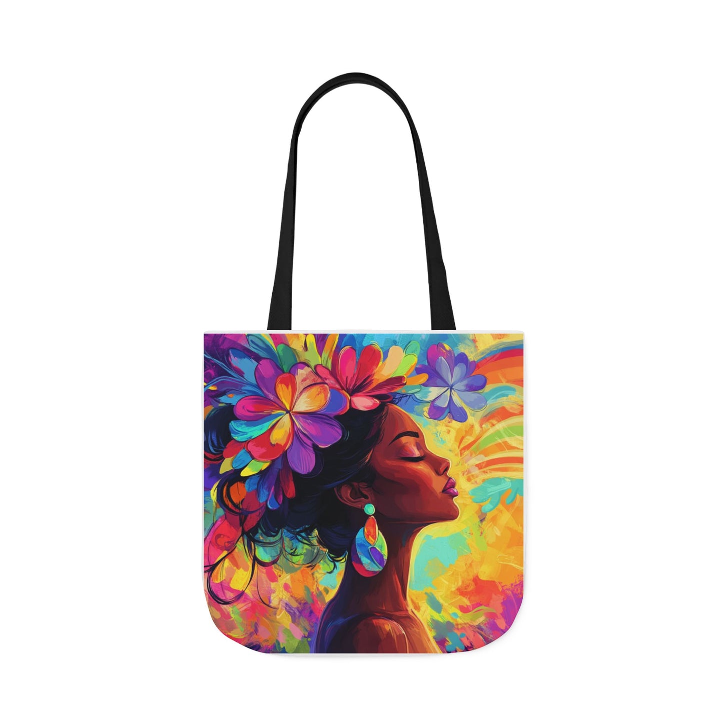 Colorful Floral Canvas Tote Bag - Vibrant Boho Design for Everyday Use
