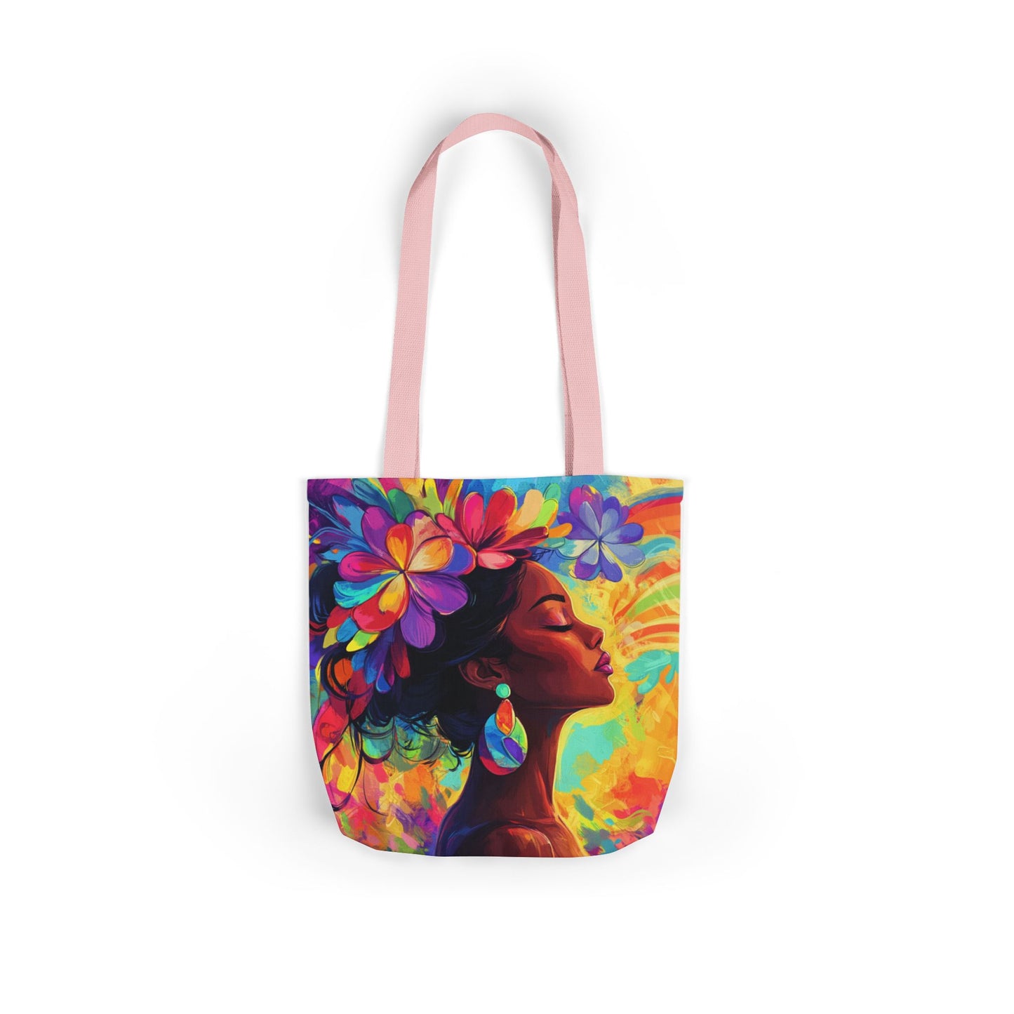Colorful Floral Canvas Tote Bag - Vibrant Boho Design for Everyday Use