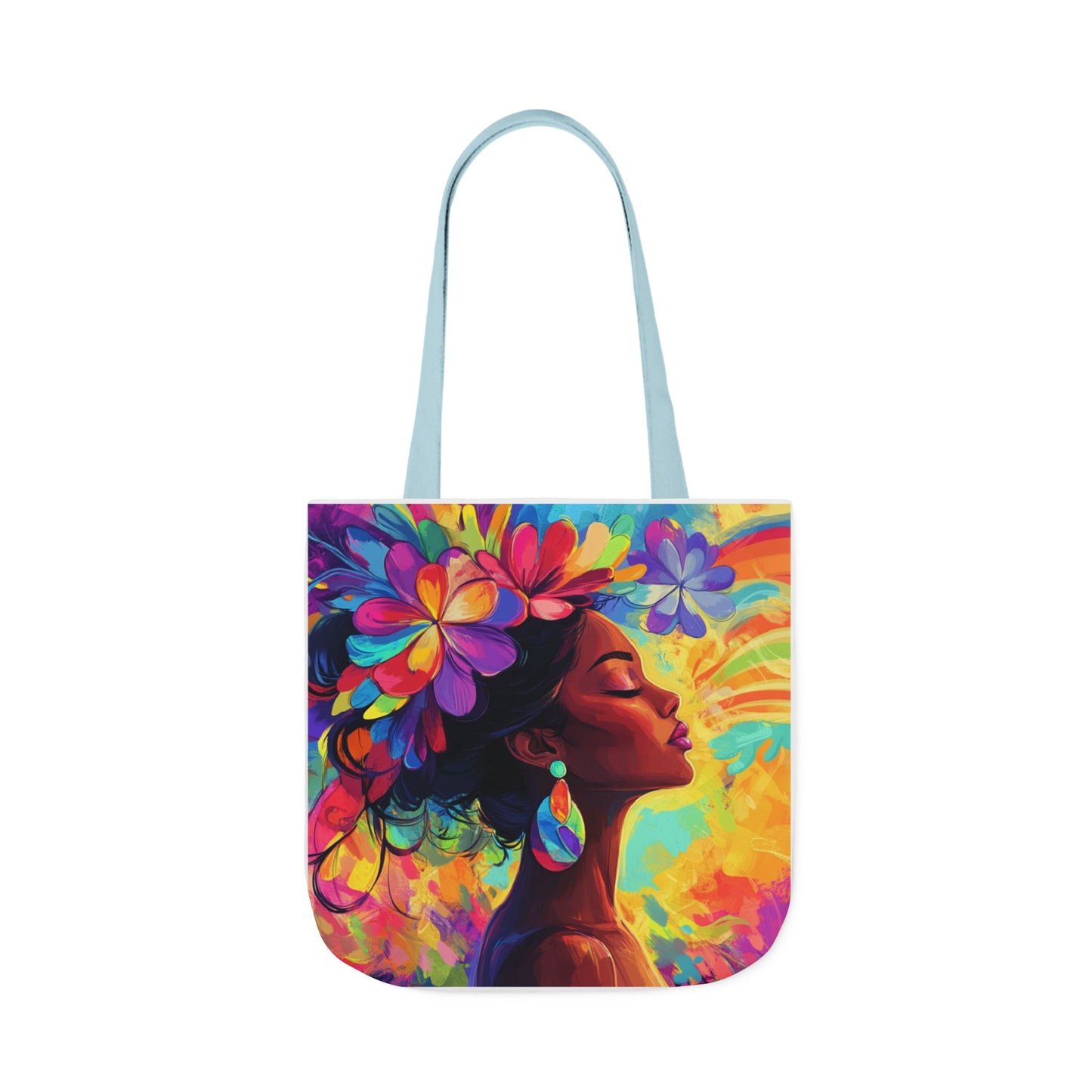 Colorful Floral Canvas Tote Bag - Vibrant Boho Design for Everyday Use