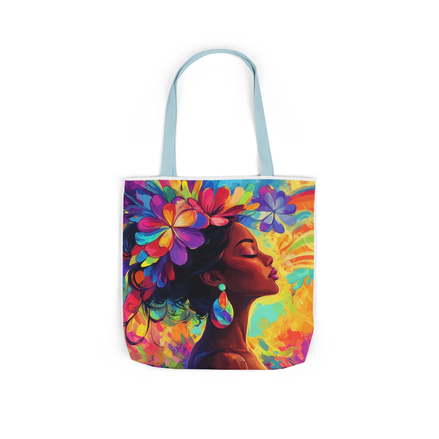 Colorful Floral Canvas Tote Bag - Vibrant Boho Design for Everyday Use