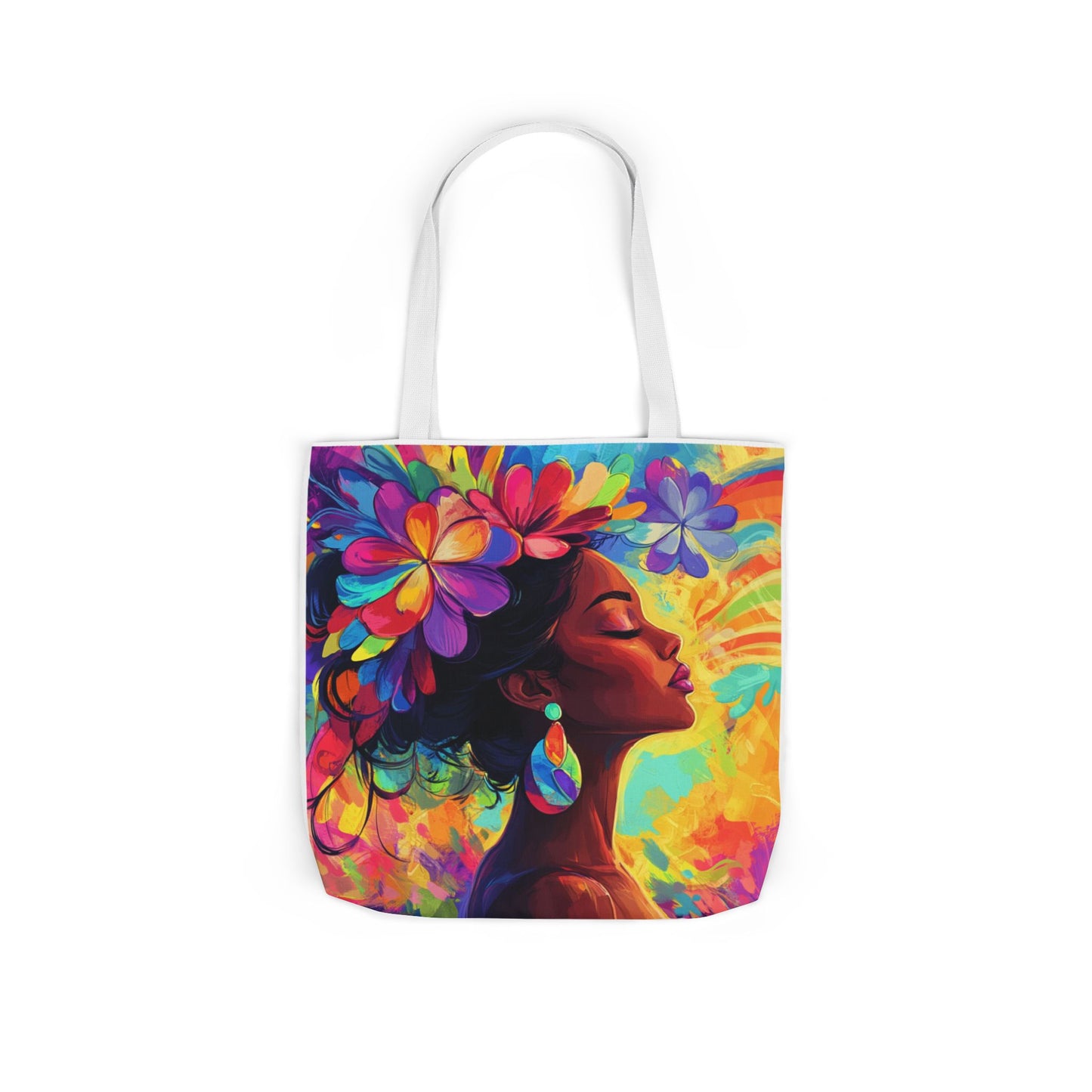 Colorful Floral Canvas Tote Bag - Vibrant Boho Design for Everyday Use