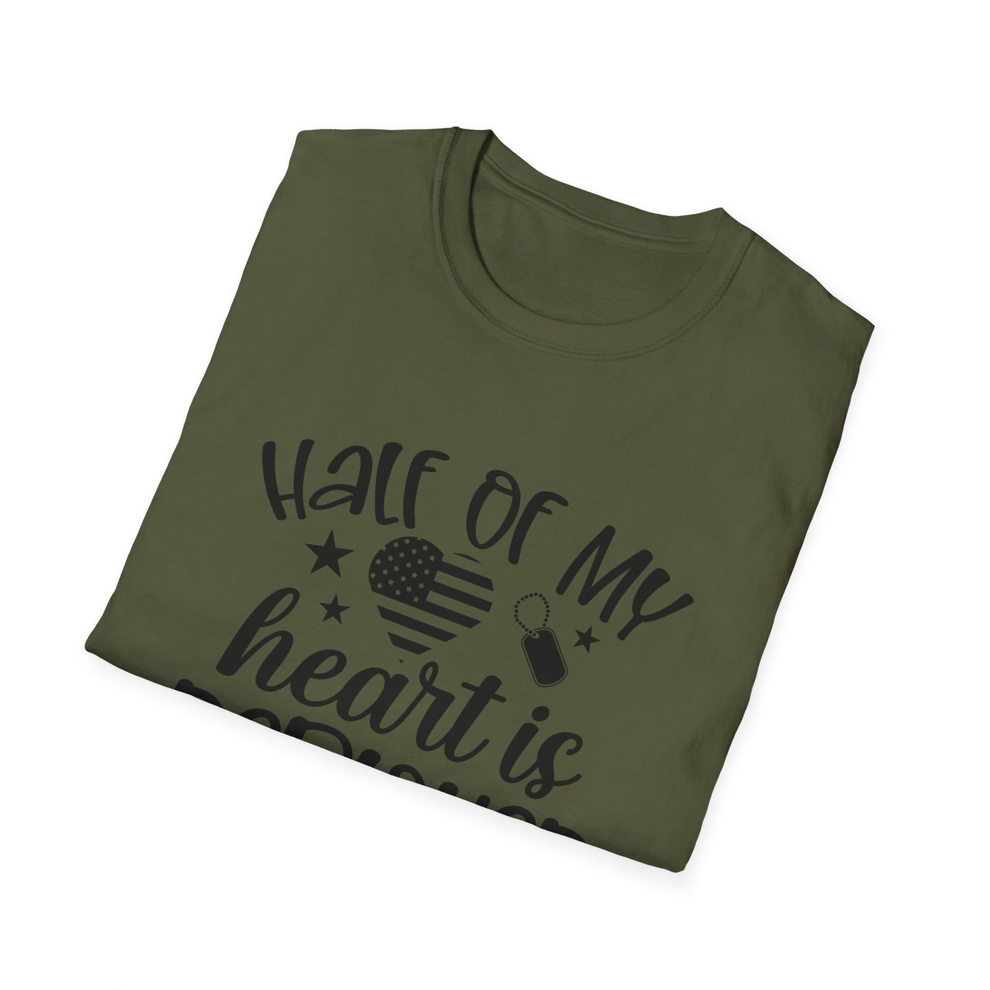 Unisex Softstyle T-Shirt - half of my heart is deployed