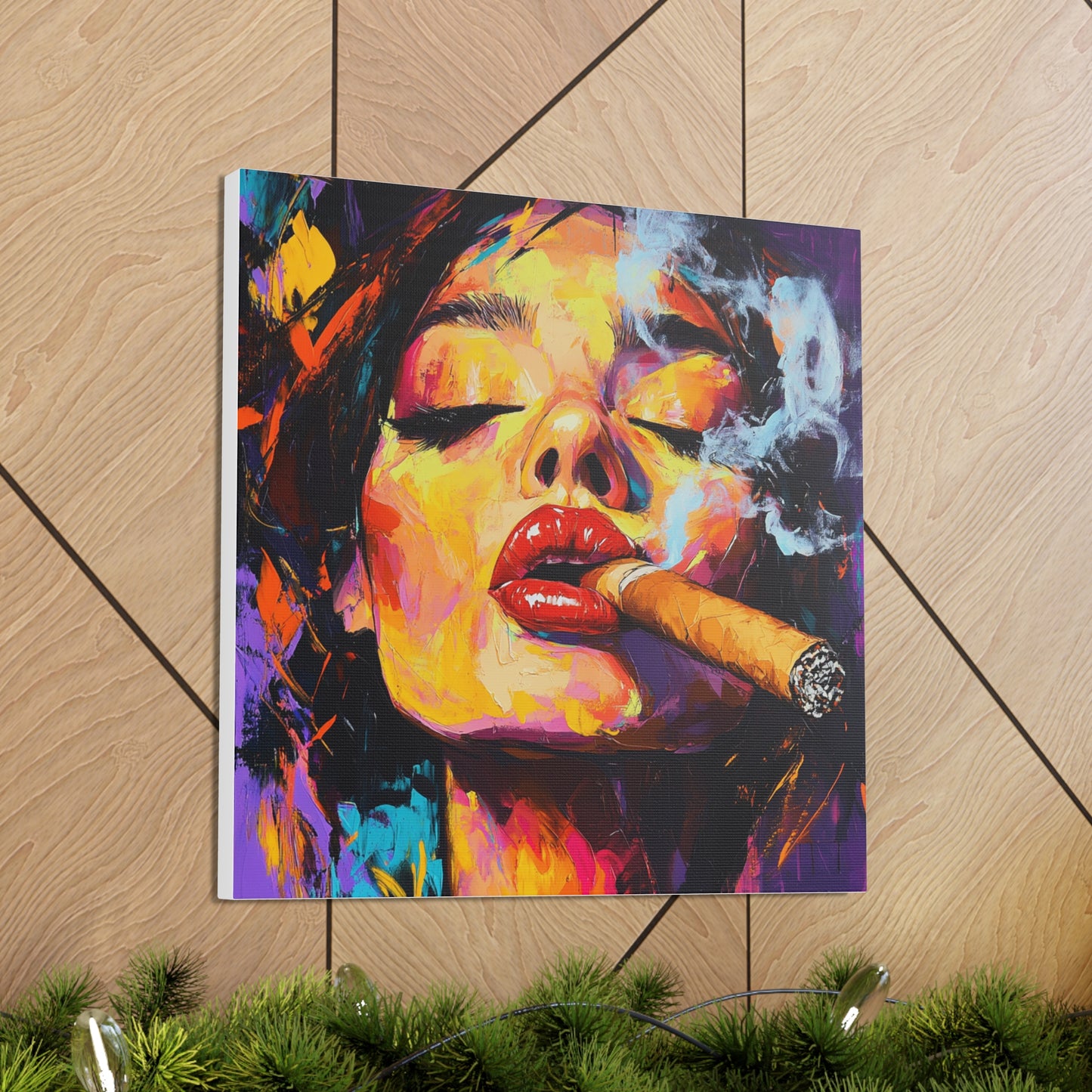 Canvas Gallery Wraps - Woman Smoking Cigar