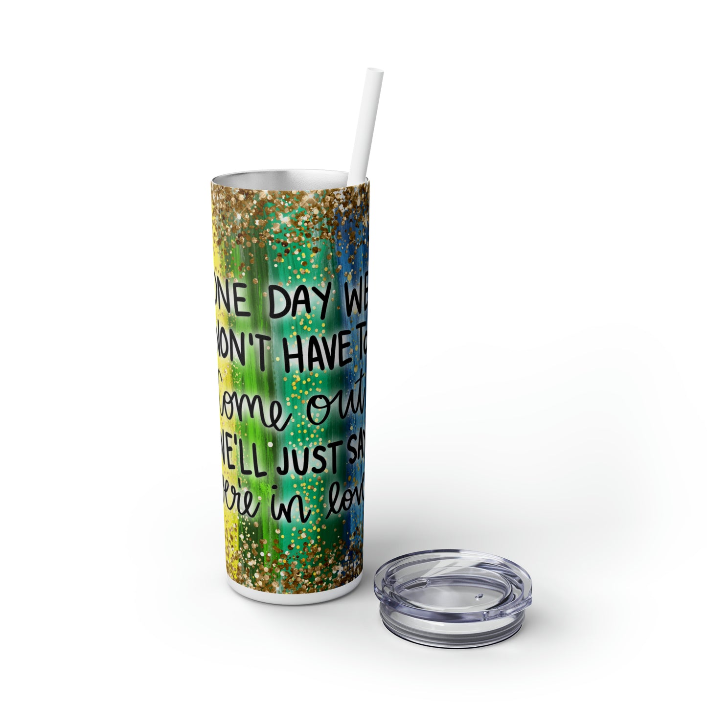 Skinny Tumbler with Straw, 20oz - PRIDE
