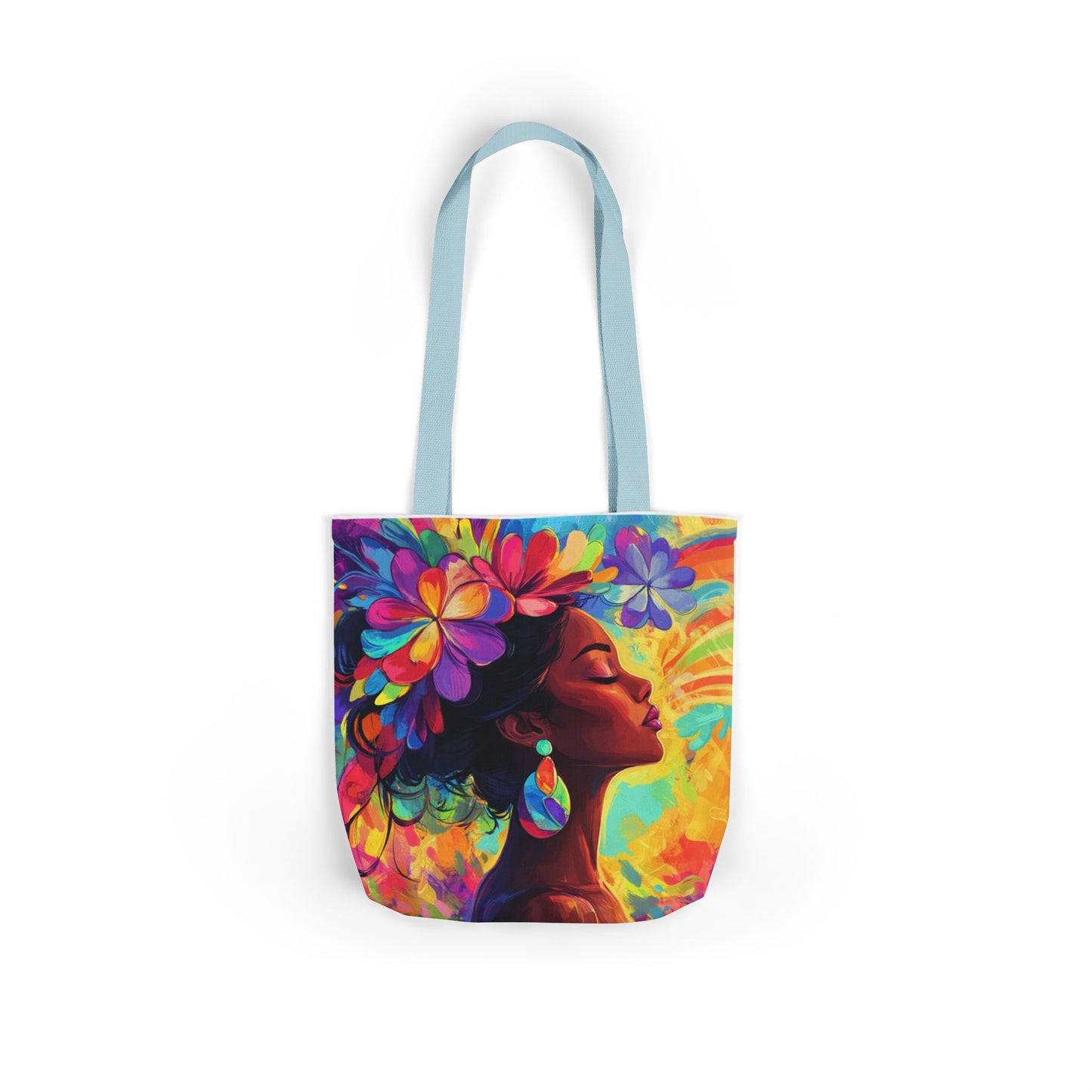 Colorful Floral Canvas Tote Bag - Vibrant Boho Design for Everyday Use