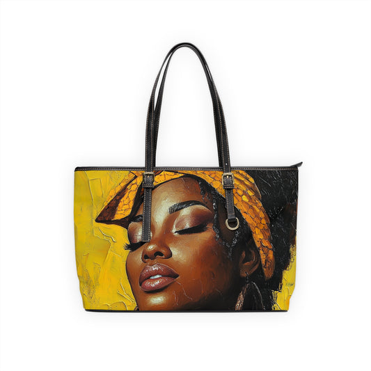 Artistic PU Leather Shoulder Bag - Vibrant Yellow Design