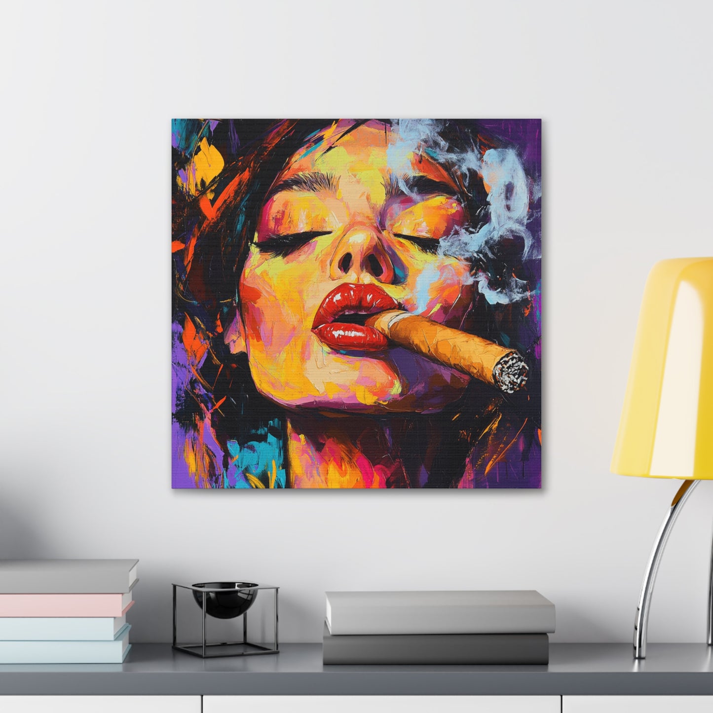 Canvas Gallery Wraps - Woman Smoking Cigar