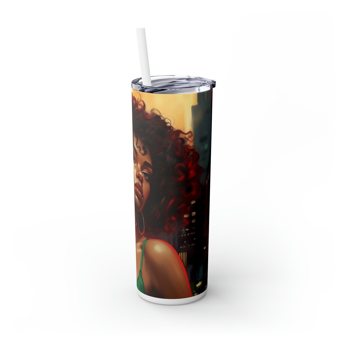 Skinny Tumbler with Straw, 20oz " I am my ancestors wildest dreams"