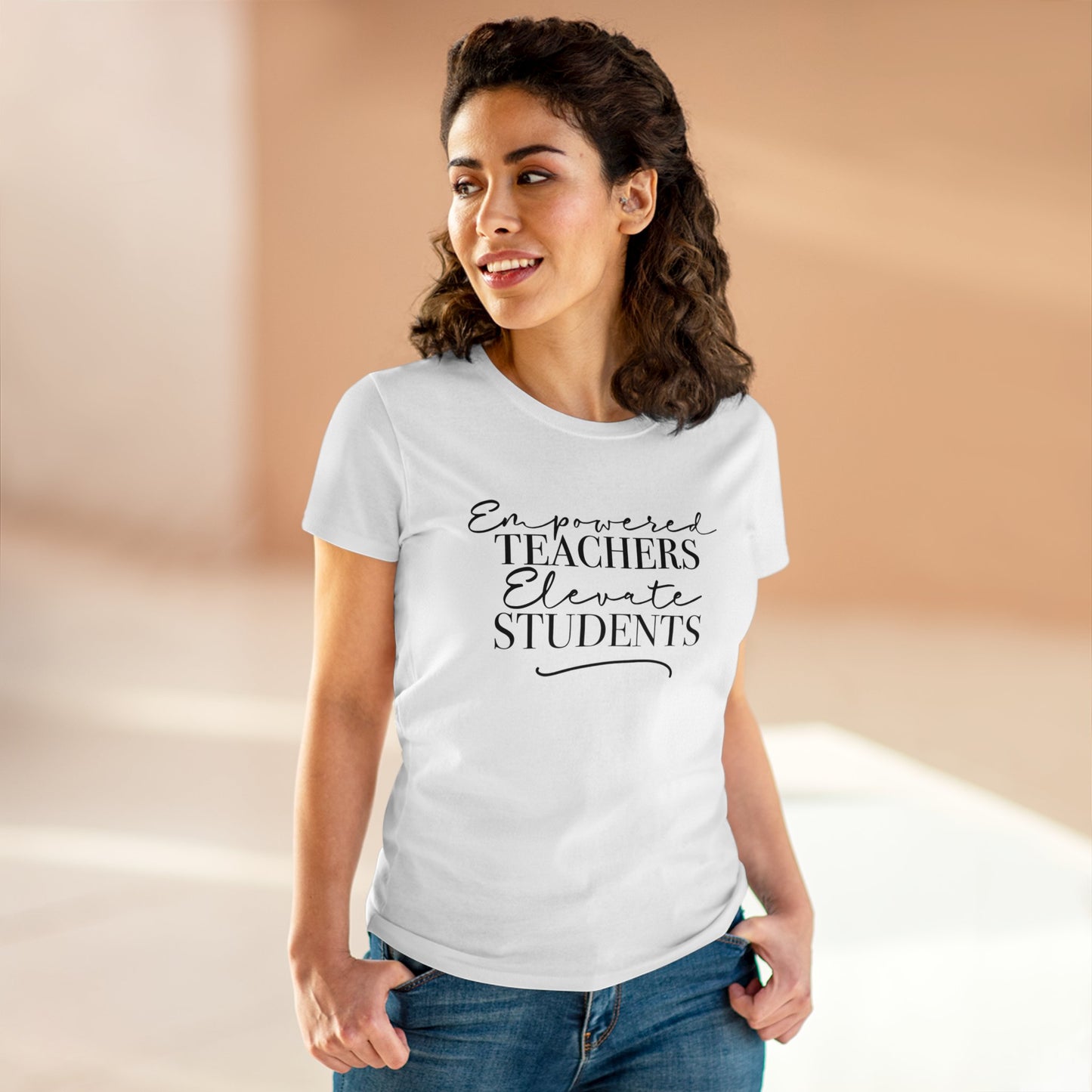 Women's Midweight Cotton Tee - Empowered Teachers Elevate Students