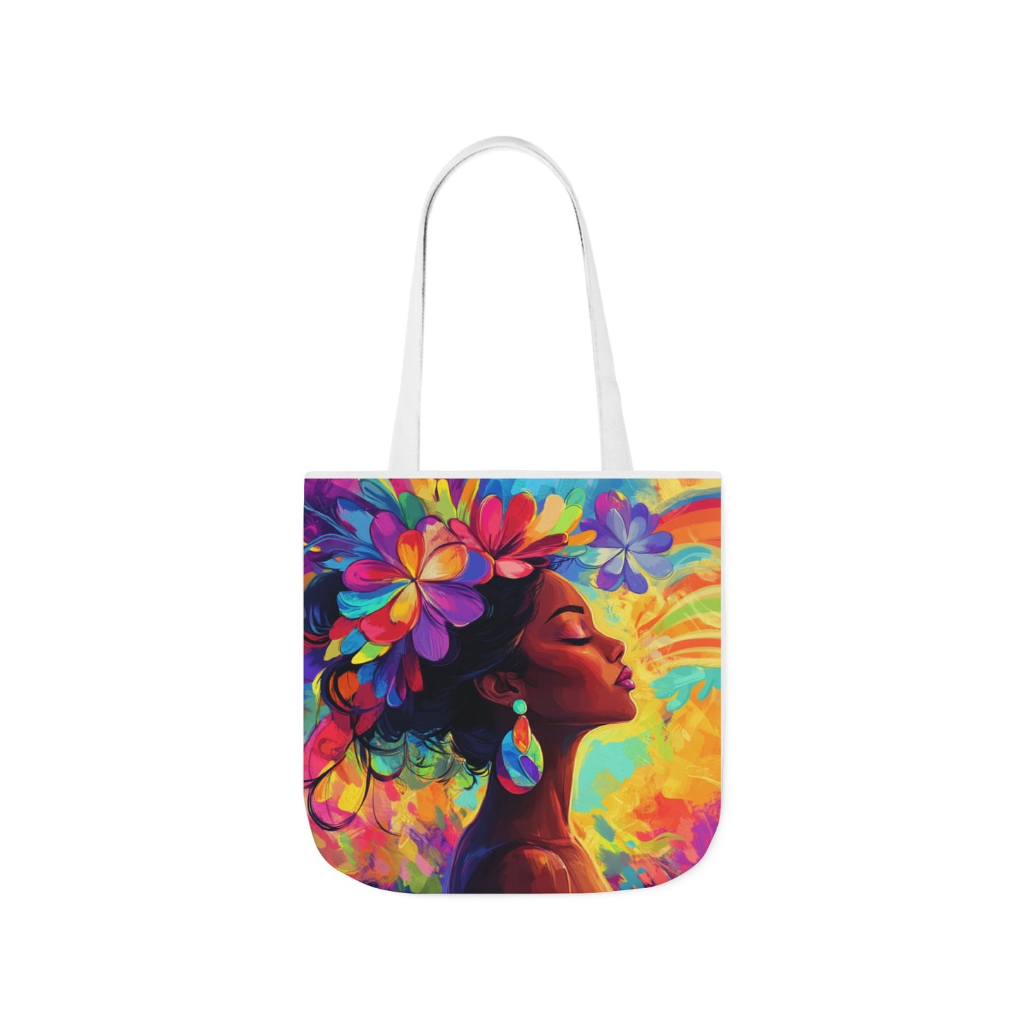 Colorful Floral Canvas Tote Bag - Vibrant Boho Design for Everyday Use