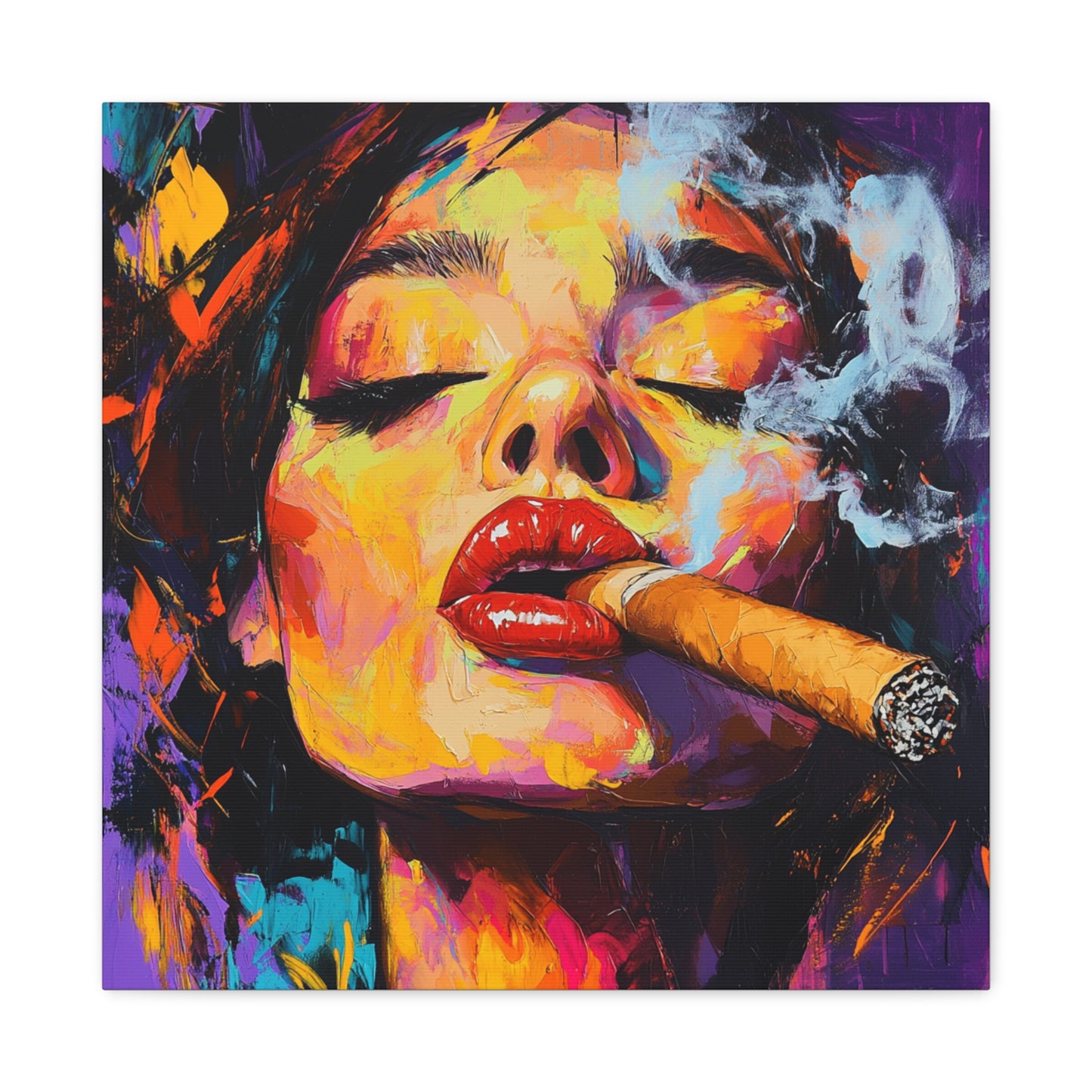 Canvas Gallery Wraps - Woman Smoking Cigar