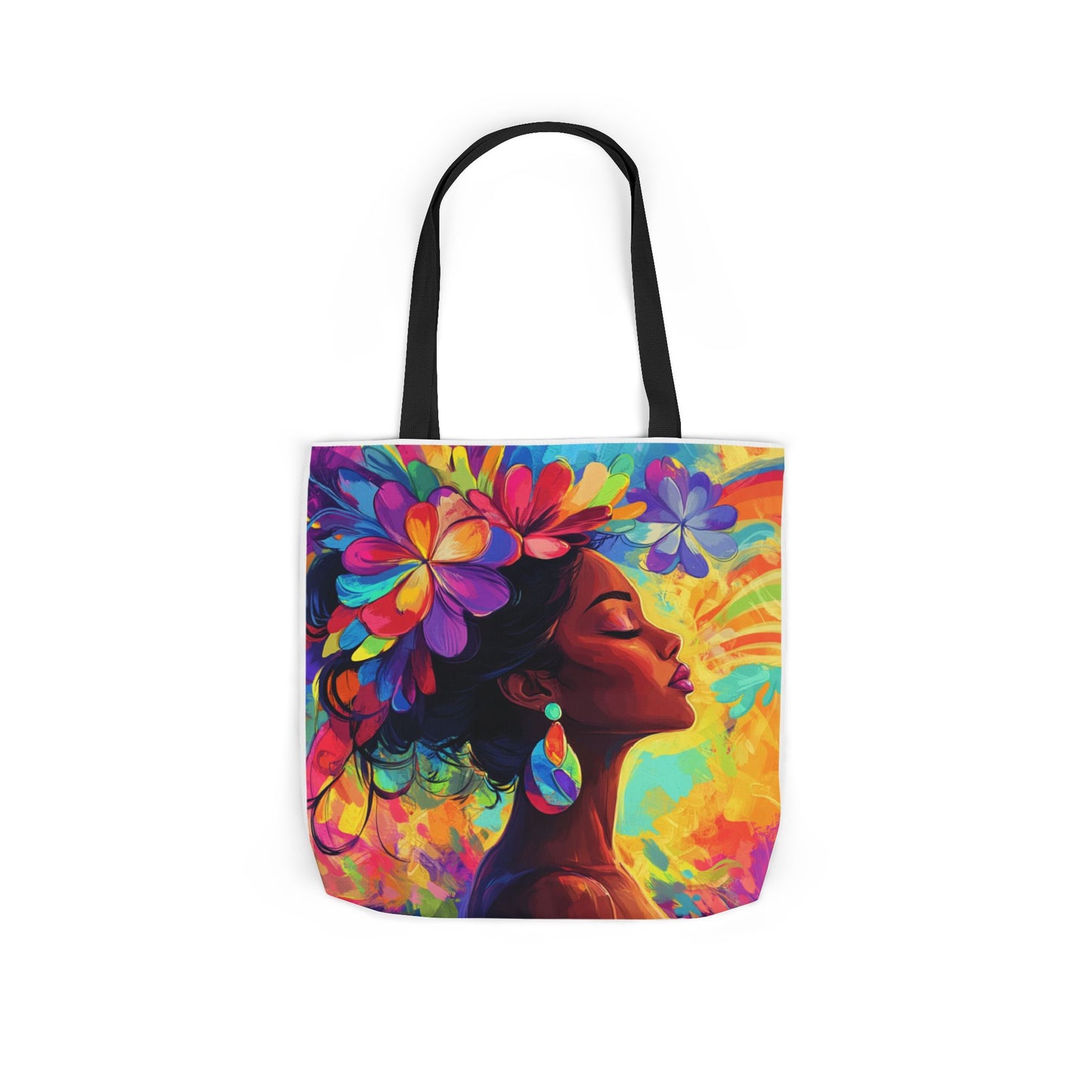 Colorful Floral Canvas Tote Bag - Vibrant Boho Design for Everyday Use