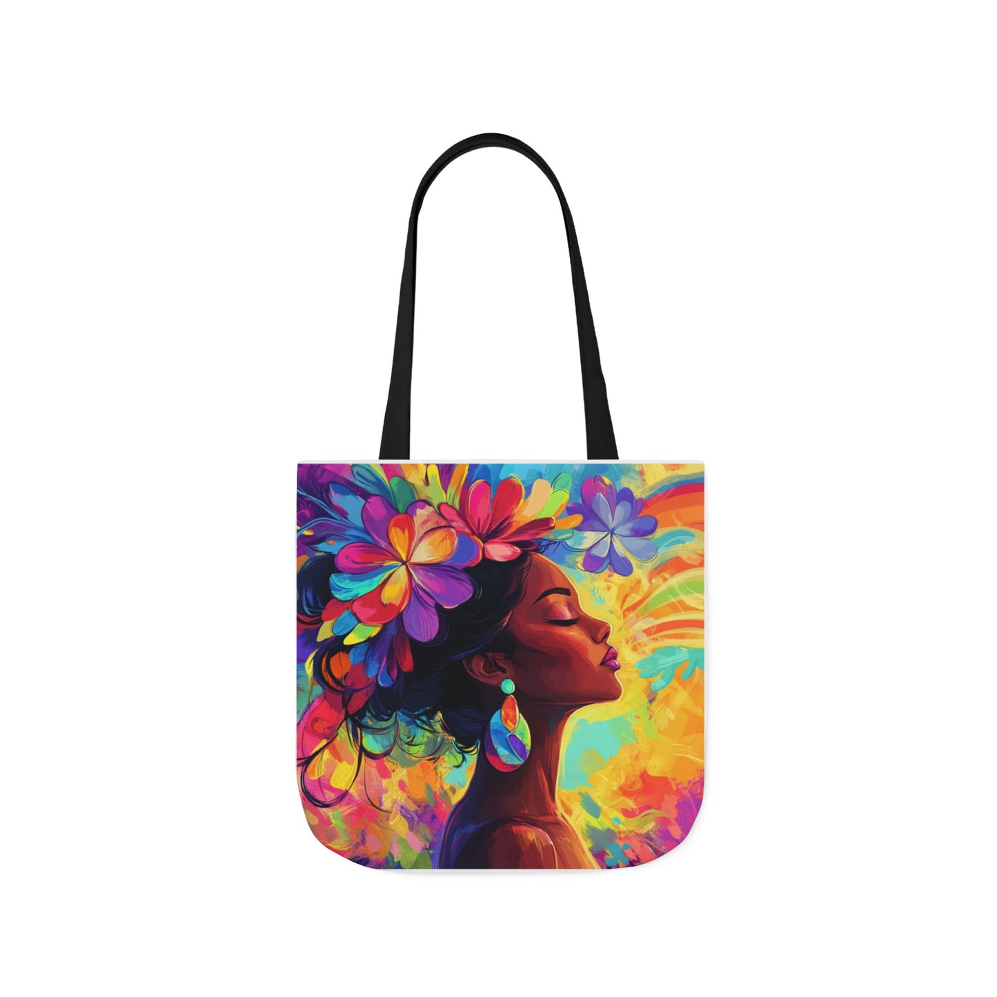 Colorful Floral Canvas Tote Bag - Vibrant Boho Design for Everyday Use