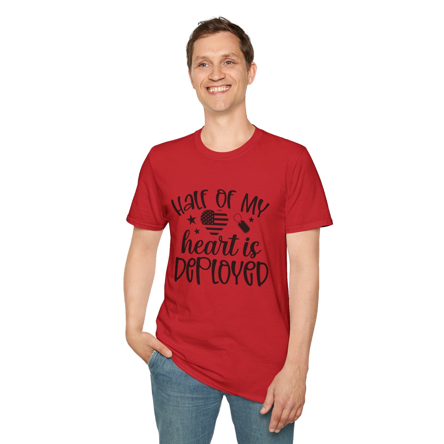Unisex Softstyle T-Shirt - half of my heart is deployed