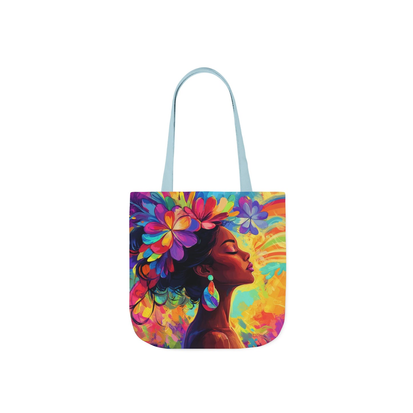 Colorful Floral Canvas Tote Bag - Vibrant Boho Design for Everyday Use