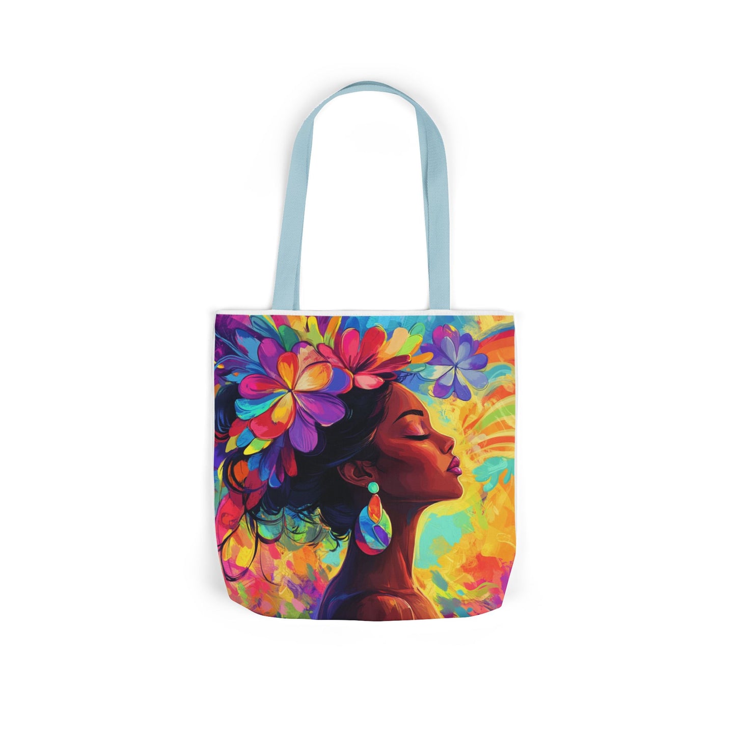 Colorful Floral Canvas Tote Bag - Vibrant Boho Design for Everyday Use