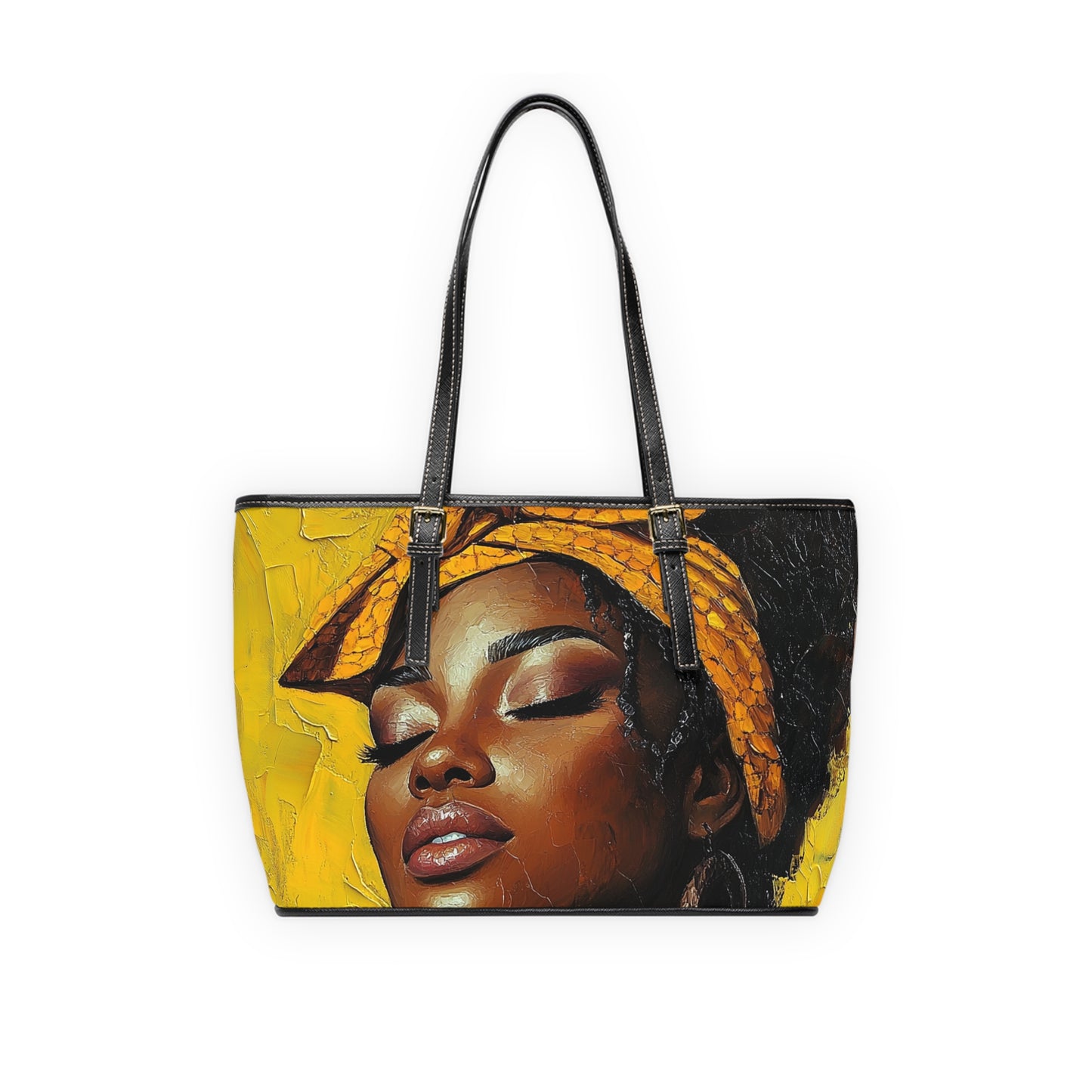 Artistic PU Leather Shoulder Bag - Vibrant Yellow Design