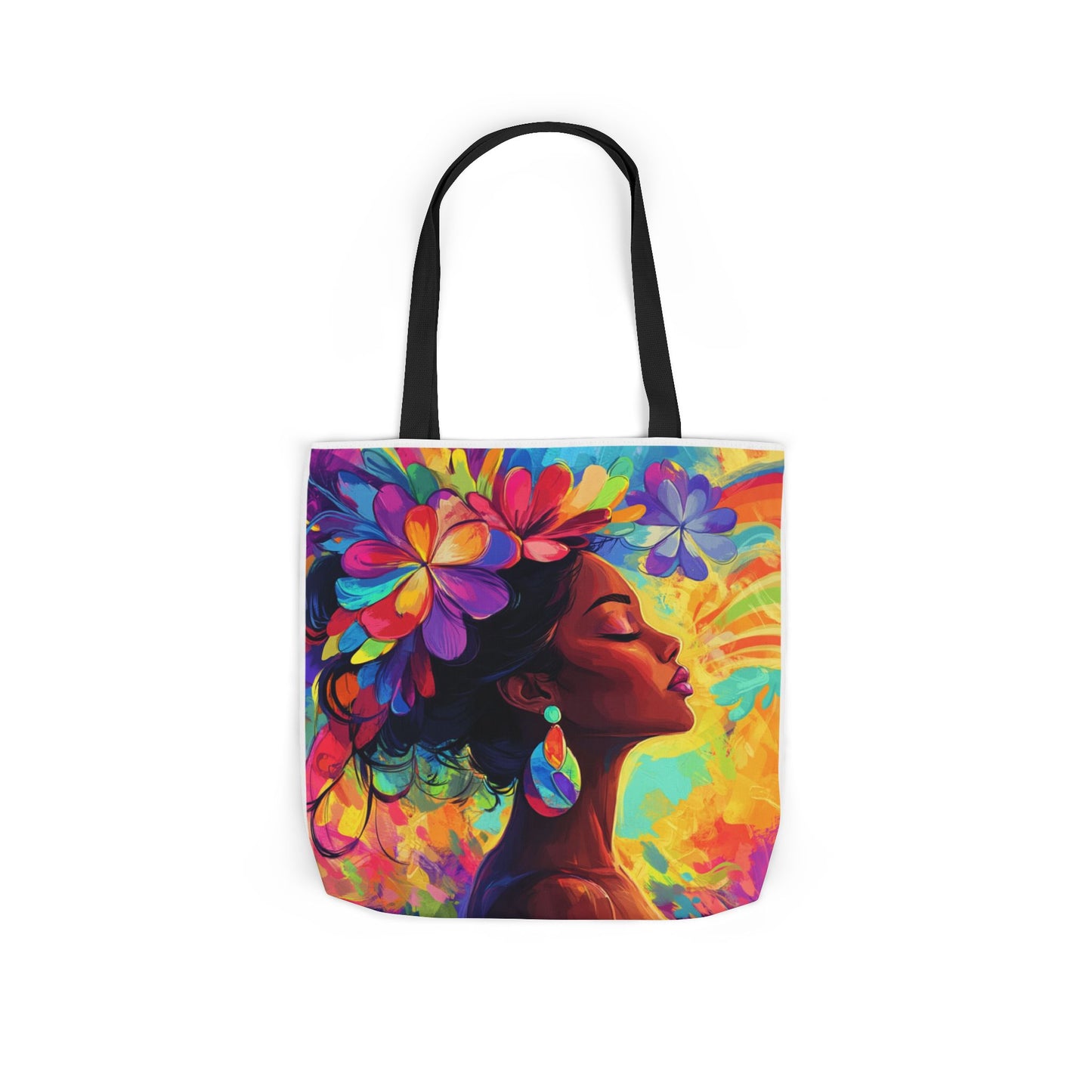 Colorful Floral Canvas Tote Bag - Vibrant Boho Design for Everyday Use