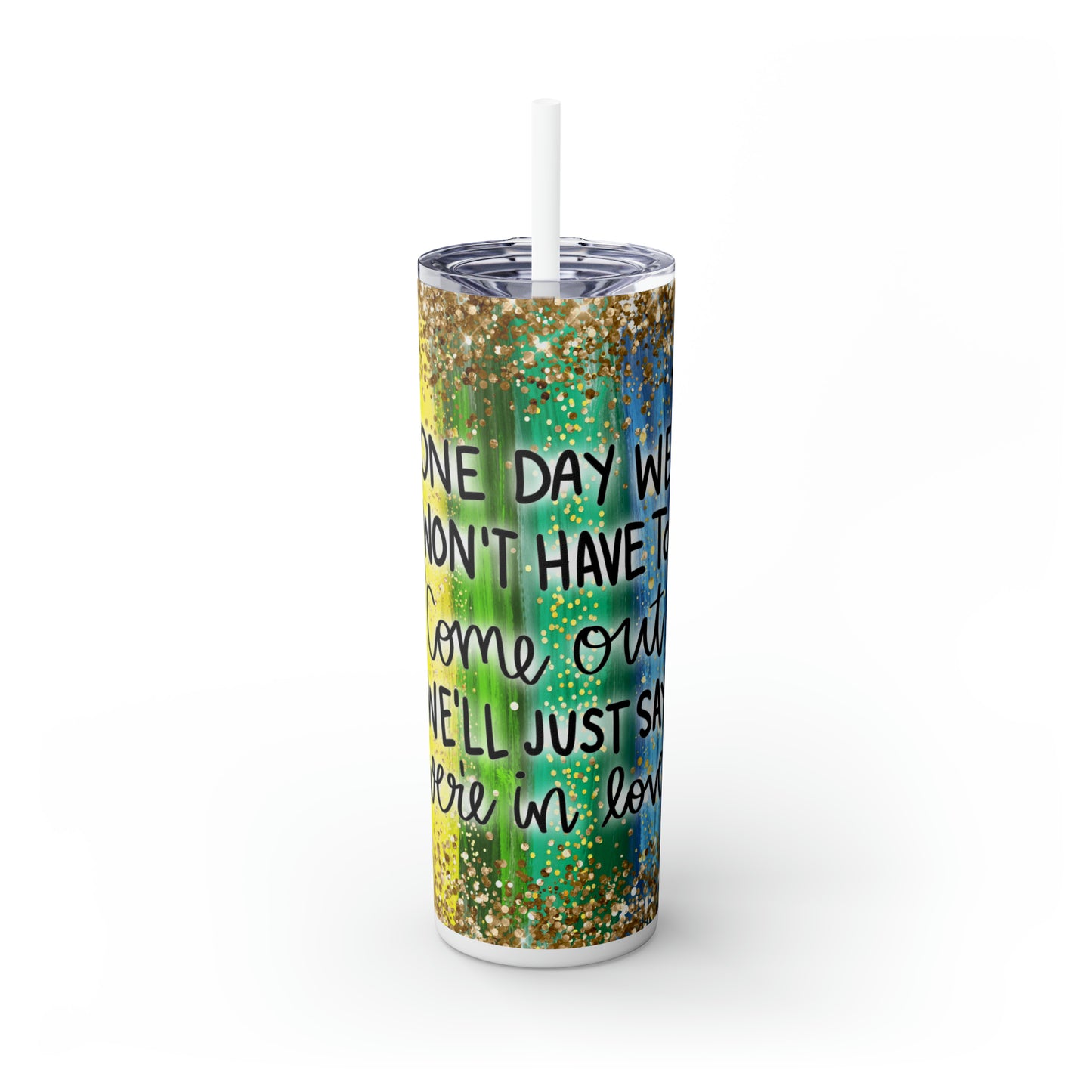 Skinny Tumbler with Straw, 20oz - PRIDE