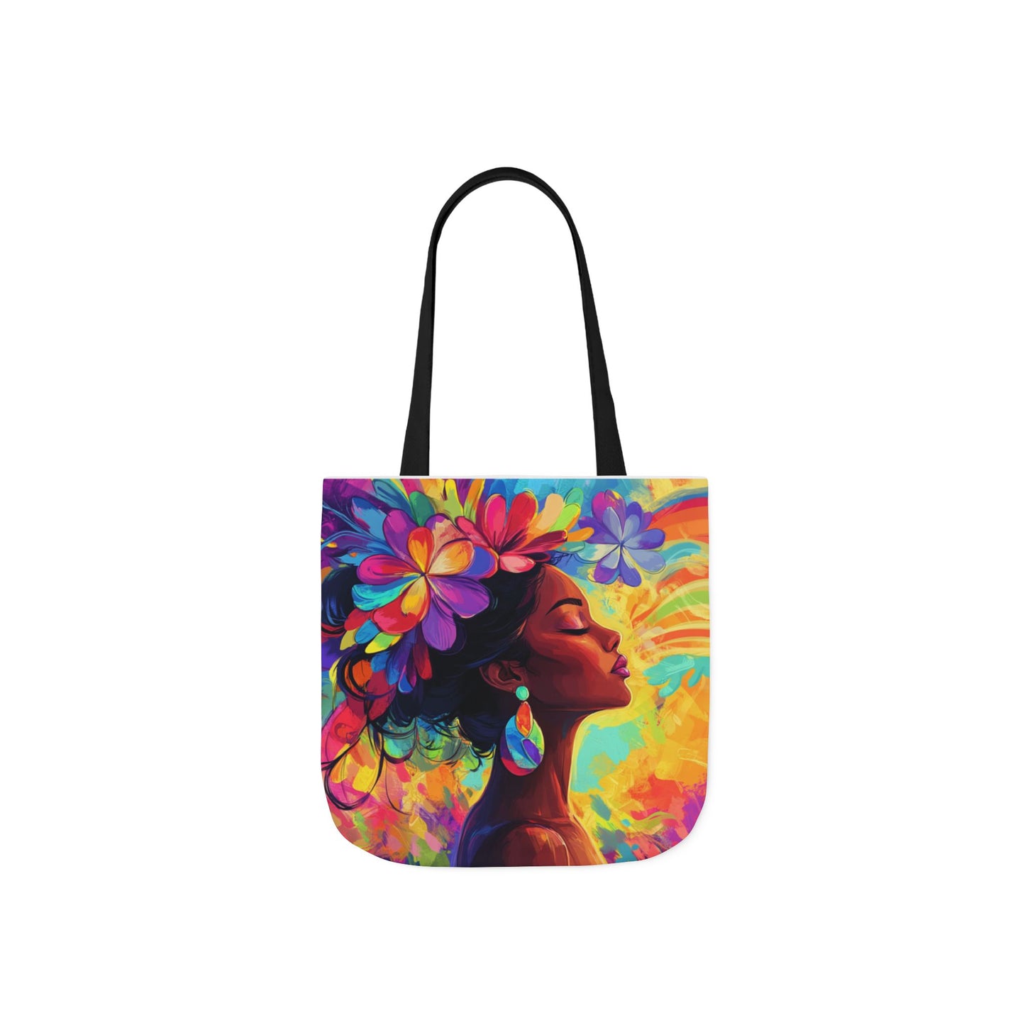 Colorful Floral Canvas Tote Bag - Vibrant Boho Design for Everyday Use