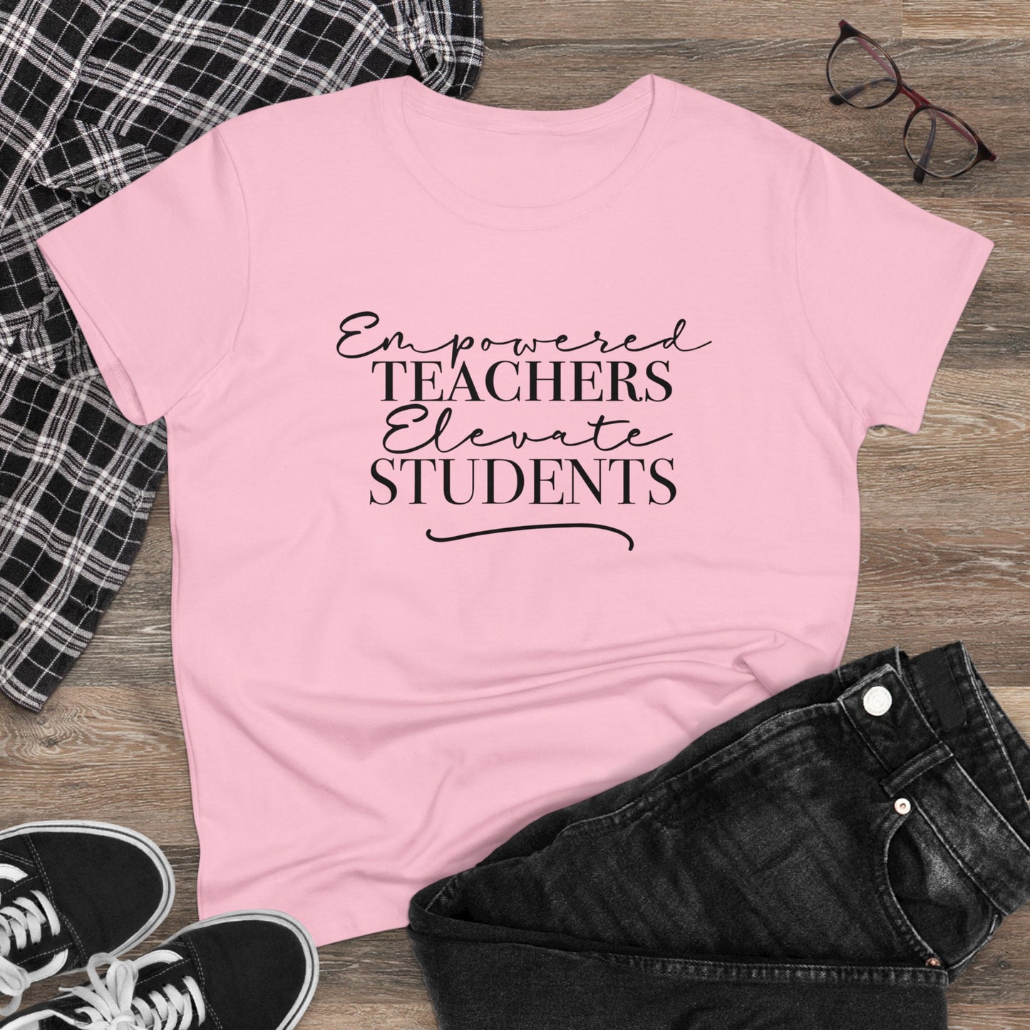 Women's Midweight Cotton Tee - Empowered Teachers Elevate Students