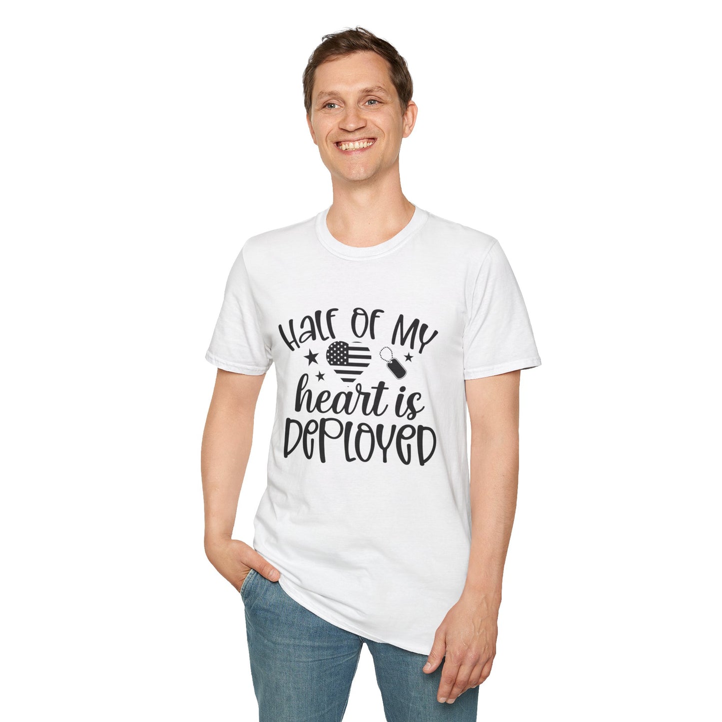 Unisex Softstyle T-Shirt - half of my heart is deployed