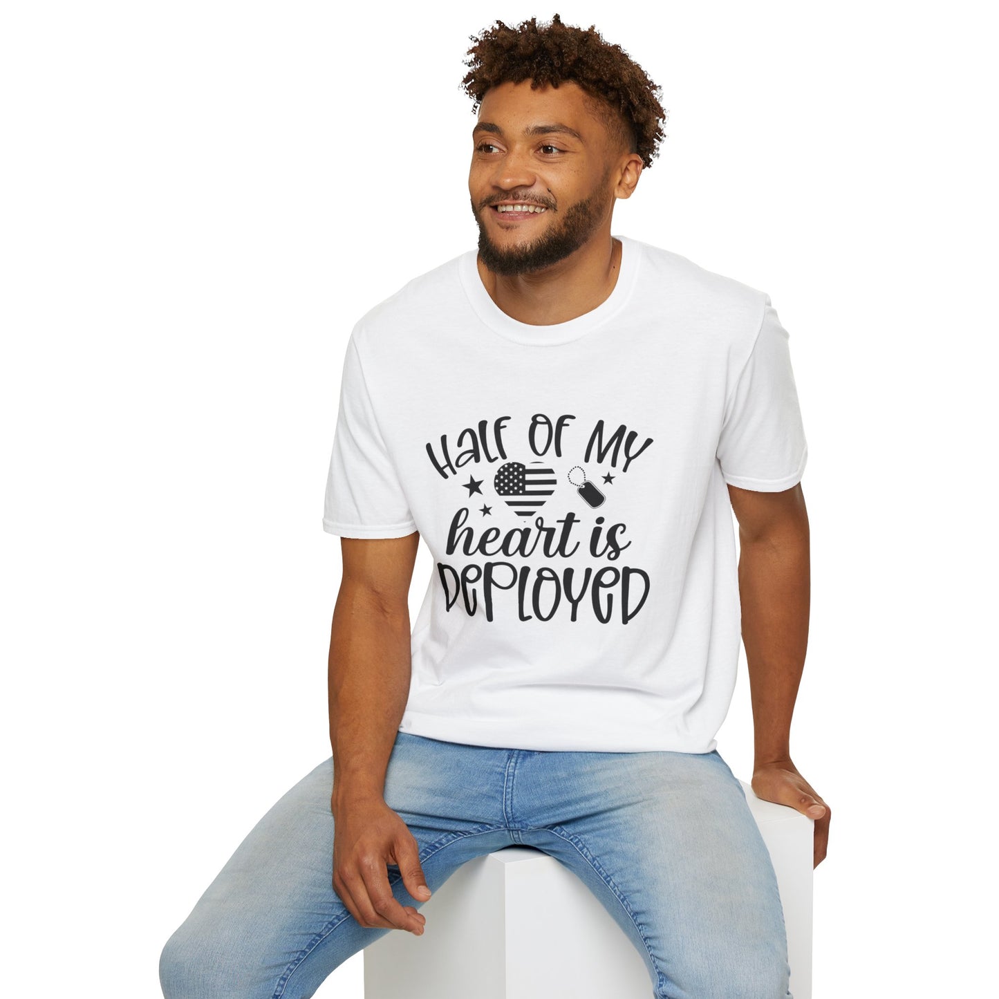 Unisex Softstyle T-Shirt - half of my heart is deployed