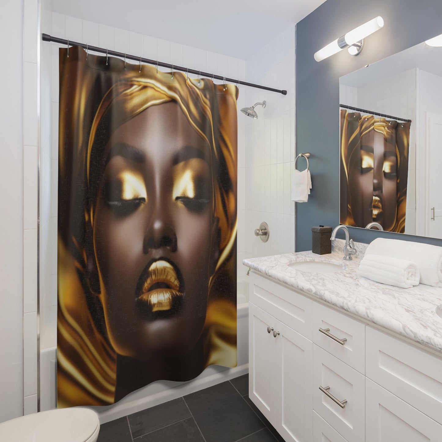 Shower Curtains - Black Golden Beauty
