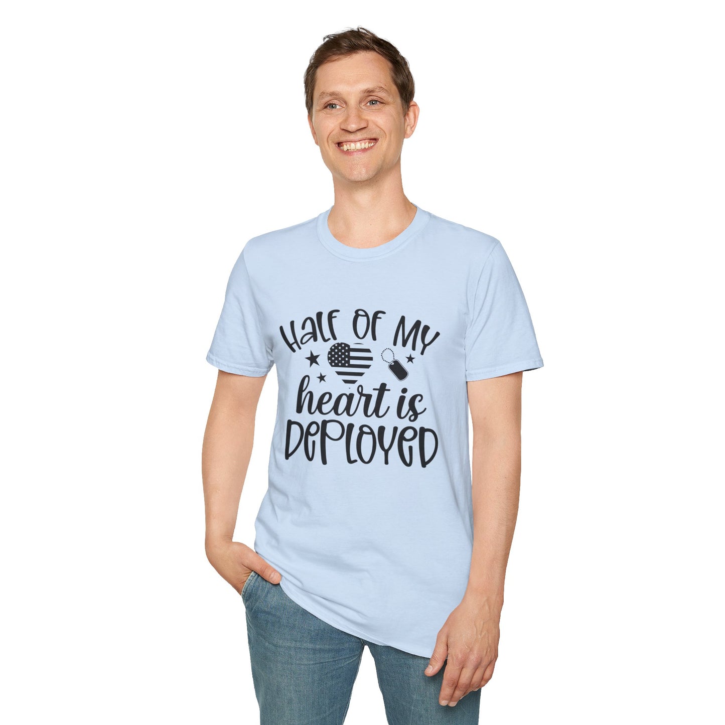 Unisex Softstyle T-Shirt - half of my heart is deployed