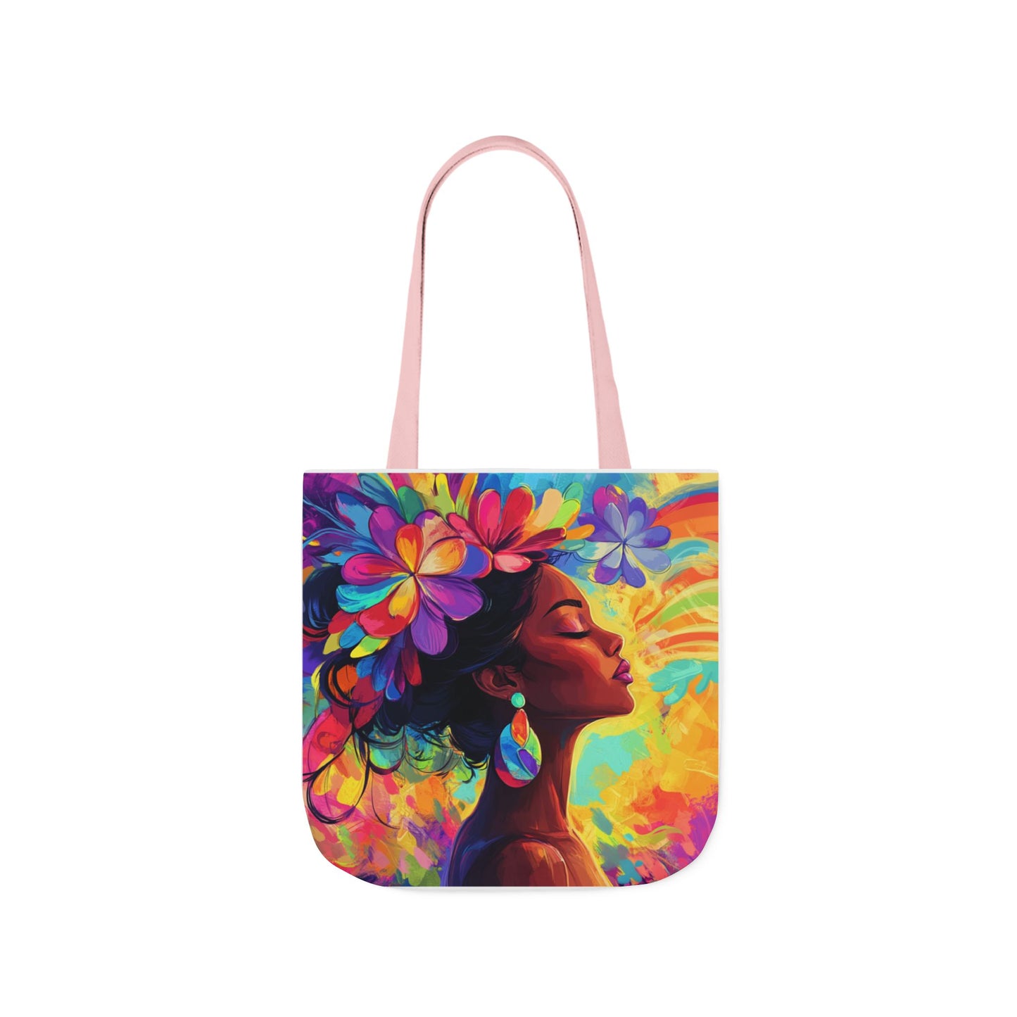 Colorful Floral Canvas Tote Bag - Vibrant Boho Design for Everyday Use