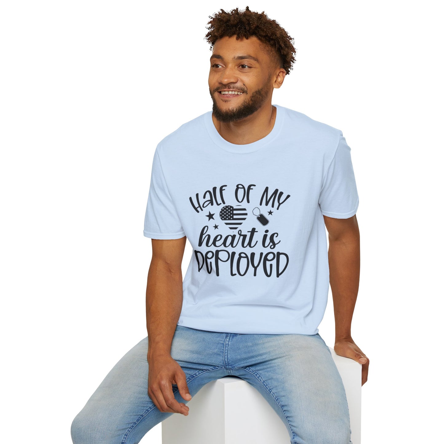 Unisex Softstyle T-Shirt - half of my heart is deployed