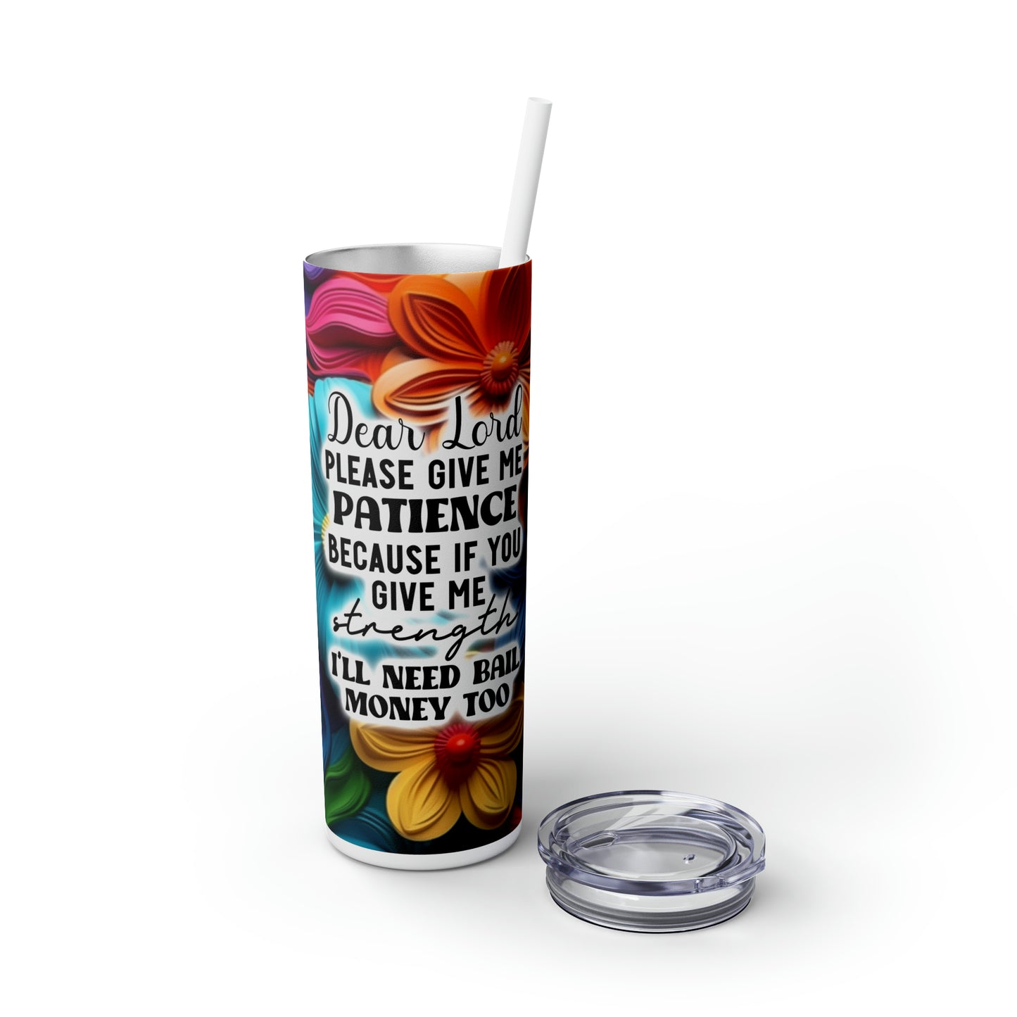 Skinny Tumbler with Straw, 20oz - Sarcastic