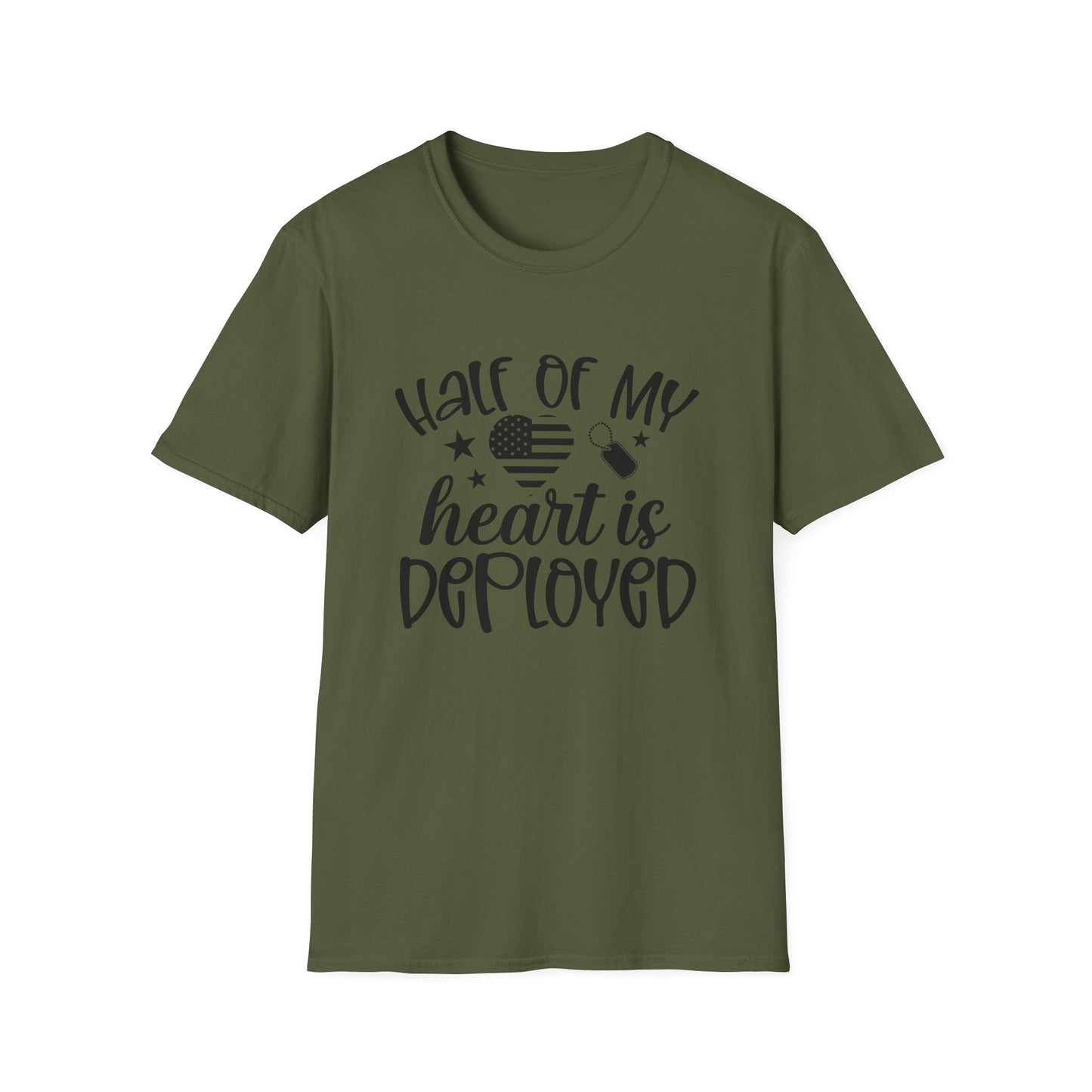Unisex Softstyle T-Shirt - half of my heart is deployed