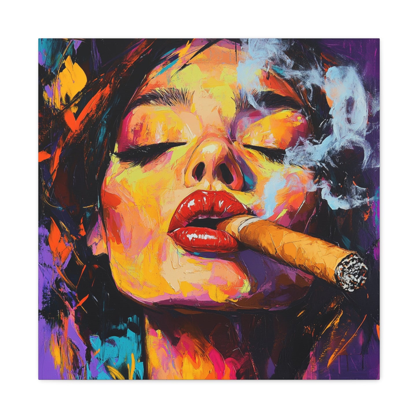 Canvas Gallery Wraps - Woman Smoking Cigar