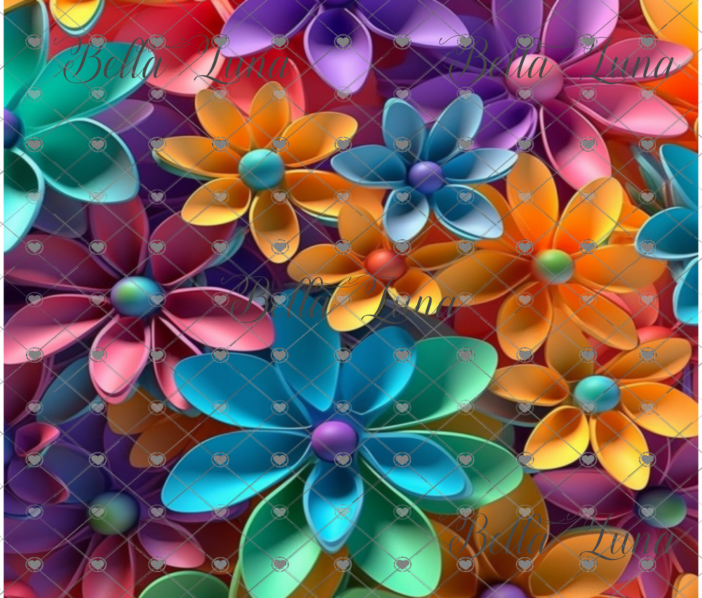 3D Colorful Tumbler Wrap (Flowers) - Bundle of 5 wraps + 5 BONUS Files