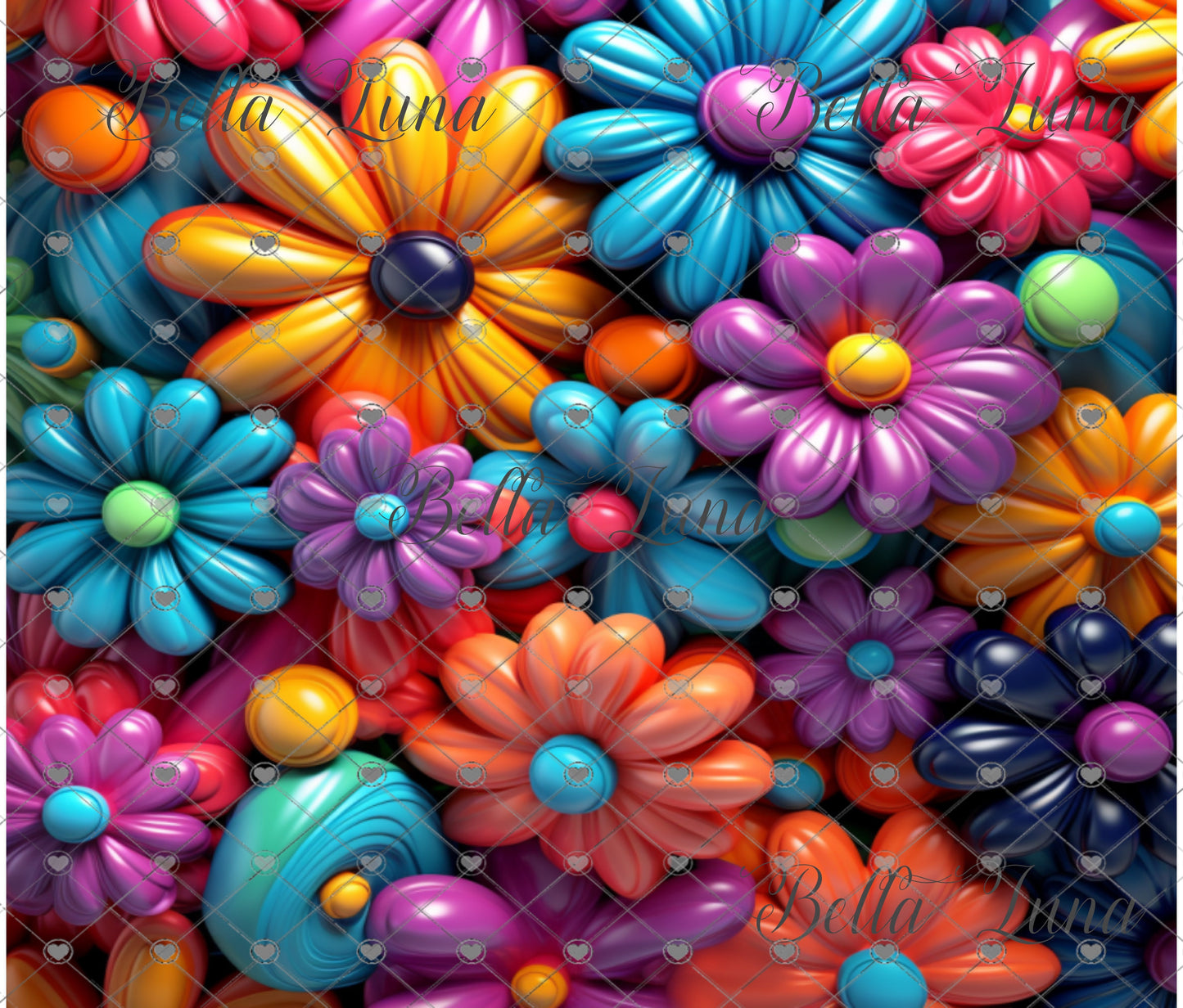 3D Colorful Tumbler Wrap (Flowers) - Bundle of 5 wraps + 5 BONUS Files