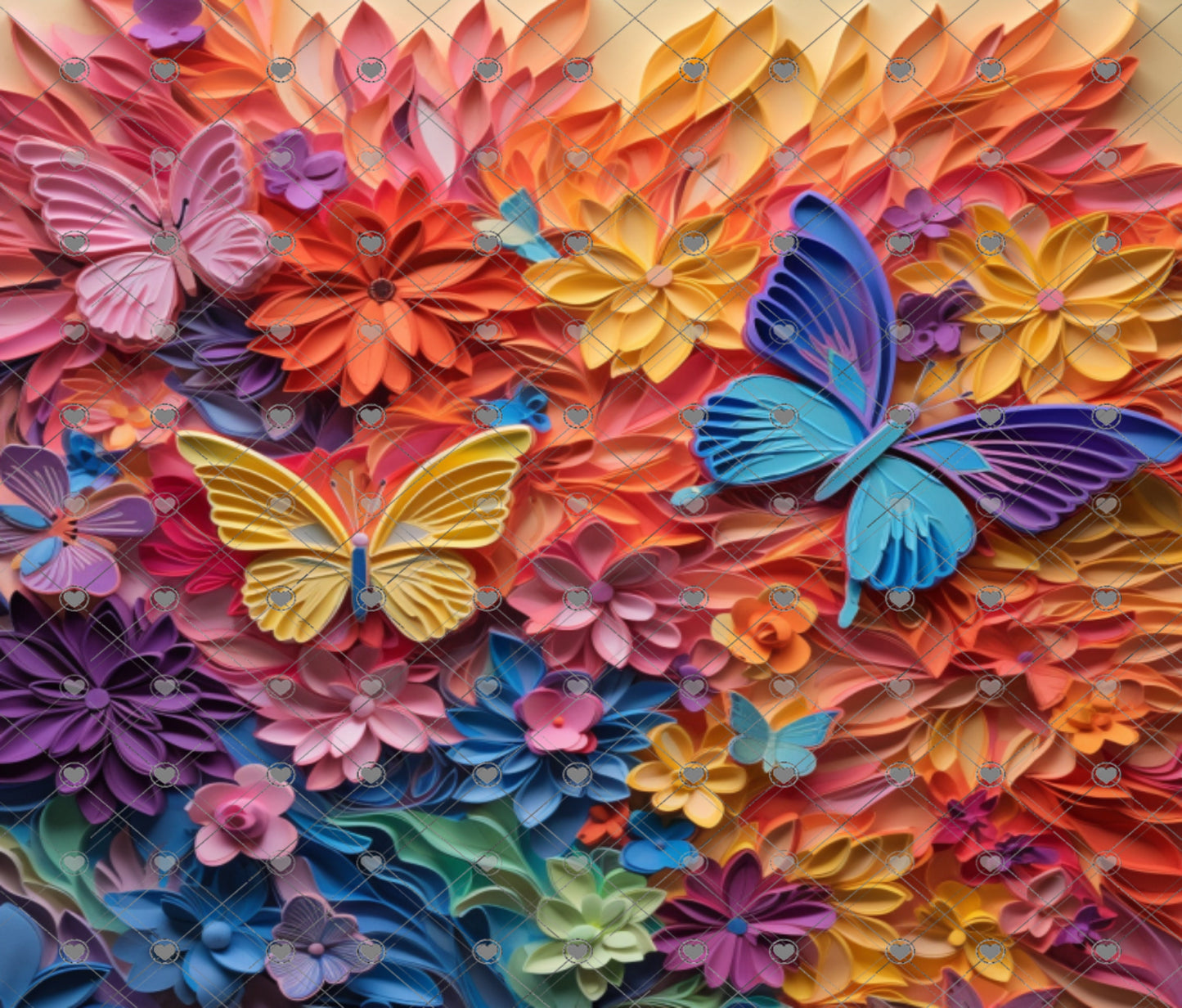 3D Colorful Rainbow Flowers and Butterflies Tumbler Wraps Bundle