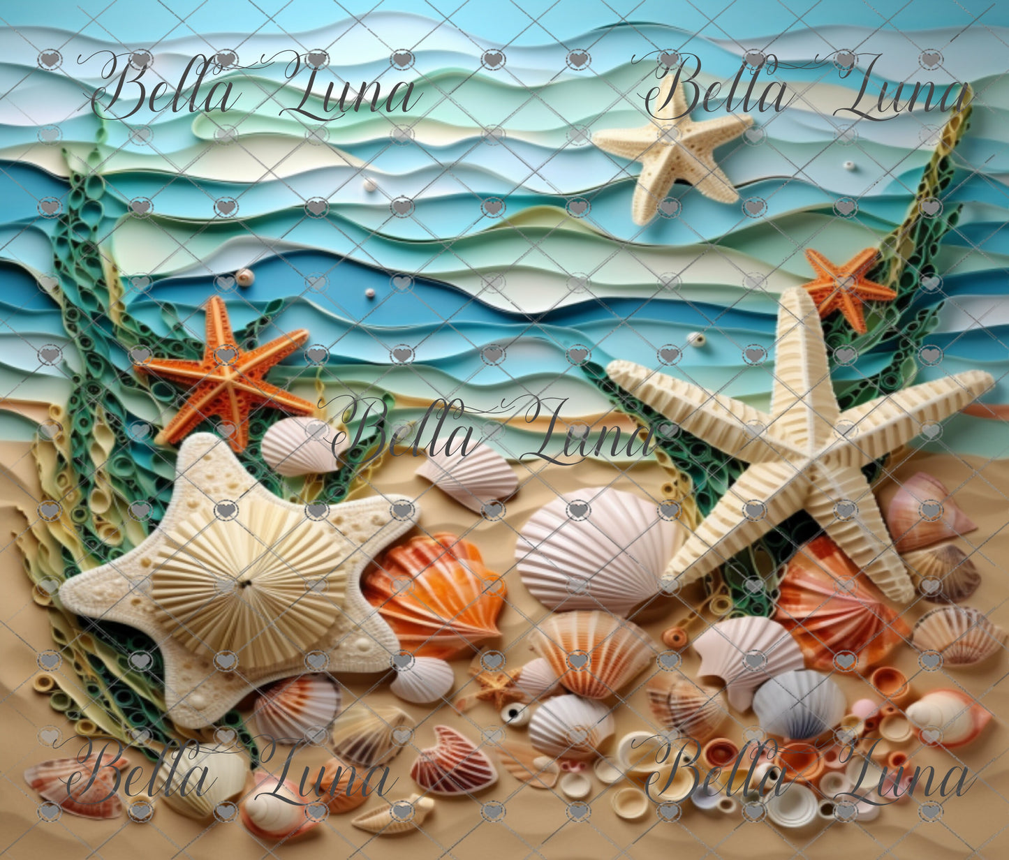 3D Beach Scene Tumbler Wrap